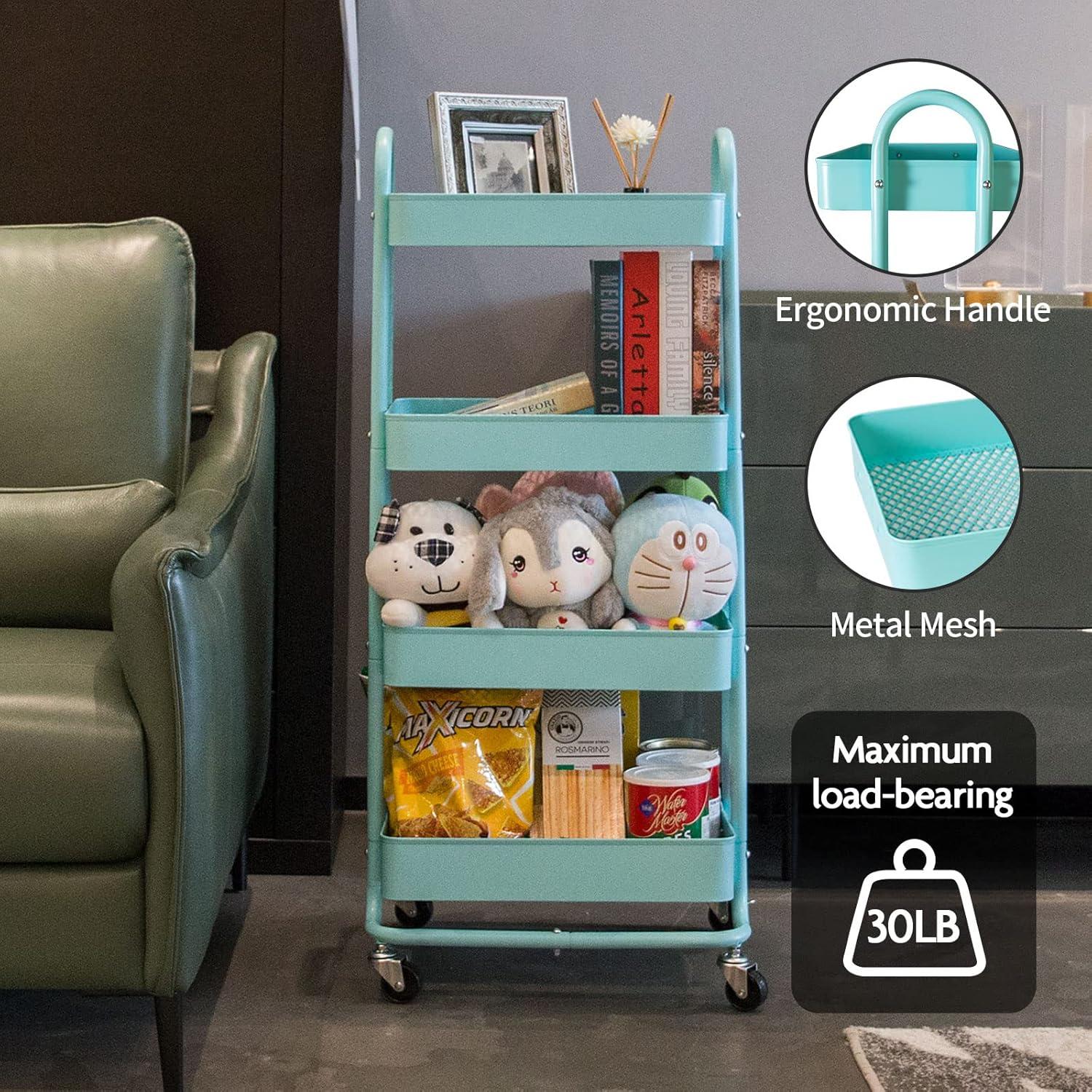 Carro Rodante de Metal elabo 4 Niveles Azul Organizador