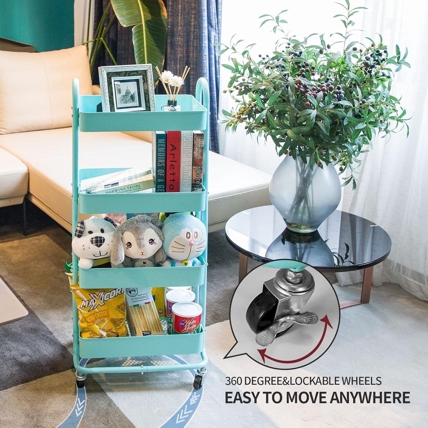 Carro Rodante de Metal elabo 4 Niveles Azul Organizador