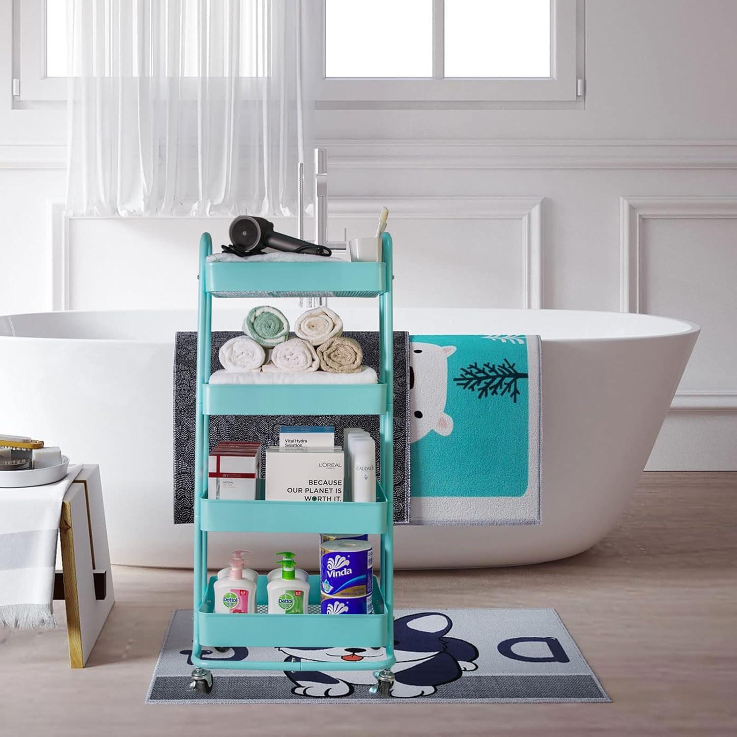 Carro Rodante de Metal elabo 4 Niveles Azul Organizador