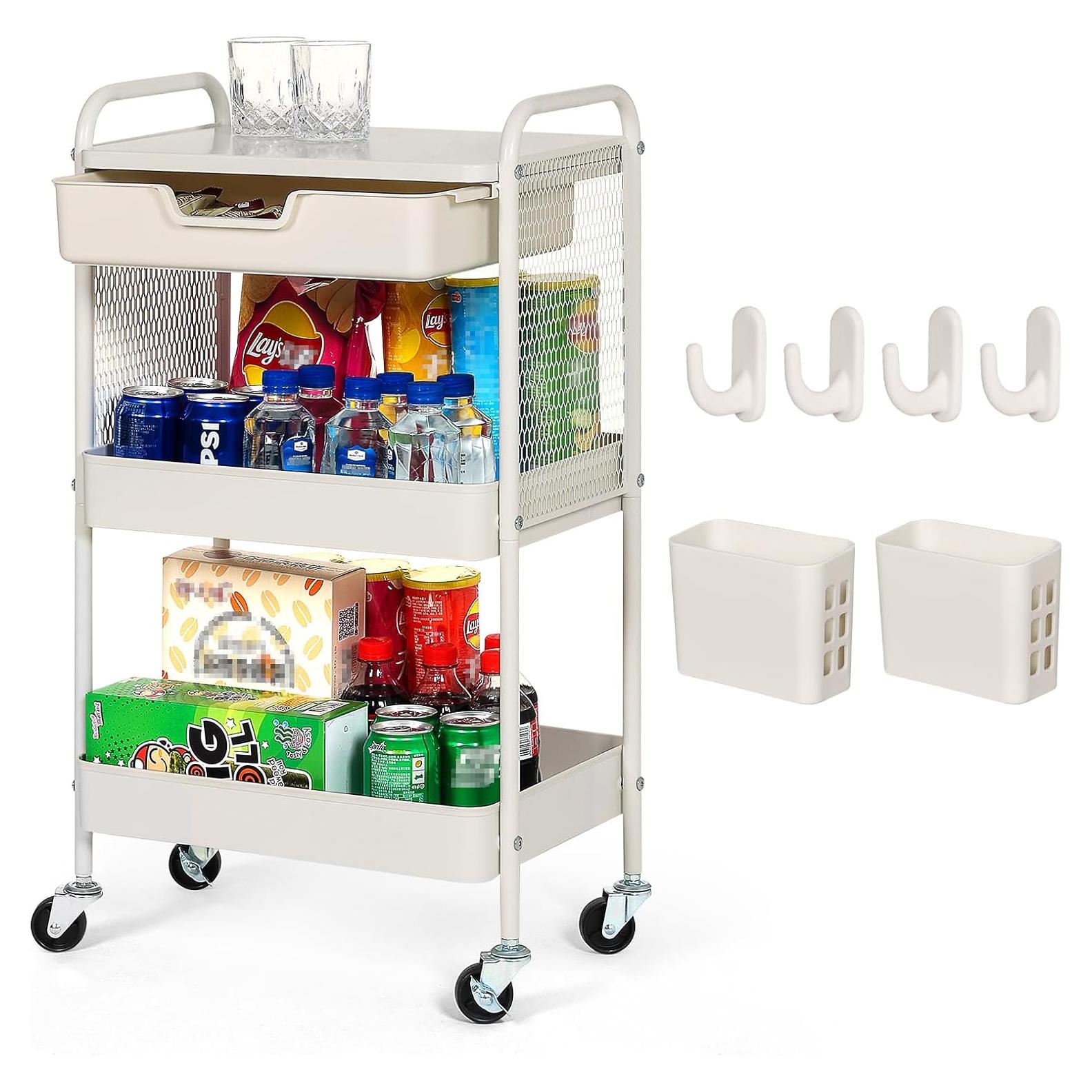 Carro Rodante de 3 Niveles CRUDATE con Cajón y Ruedas