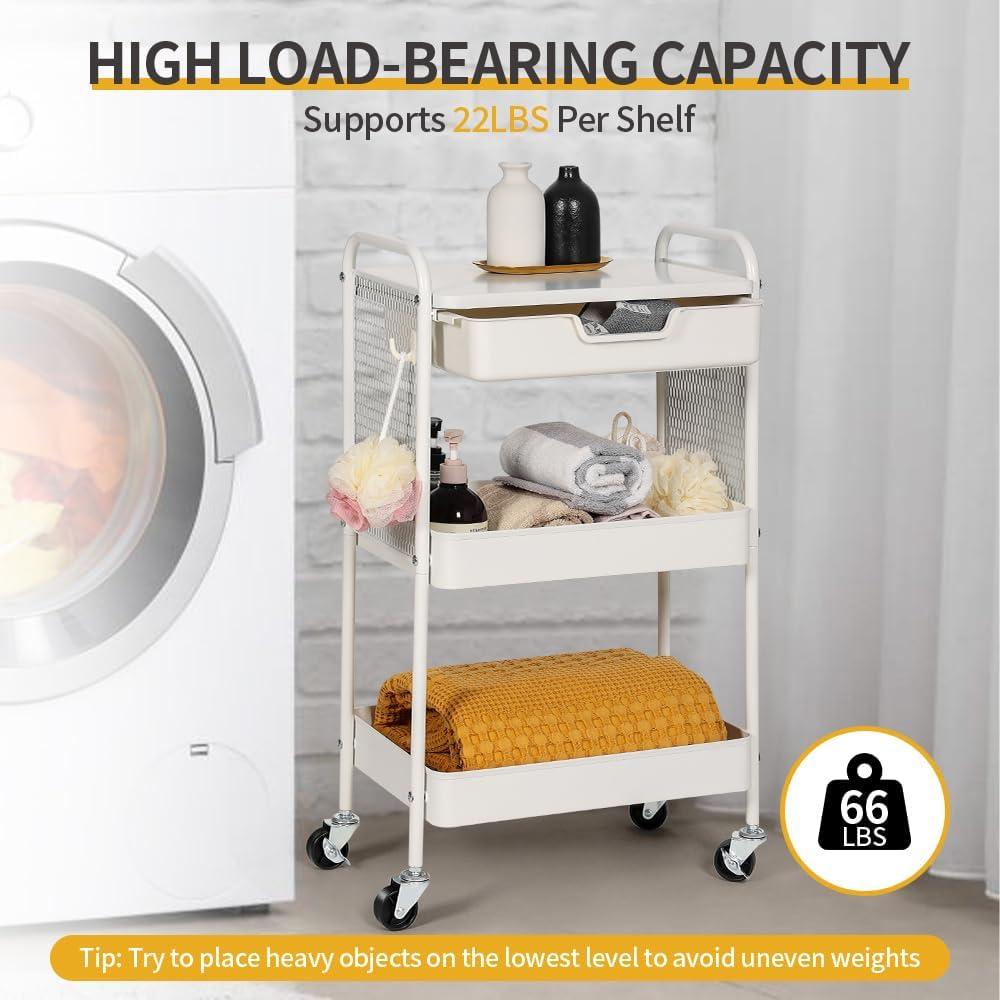 Carro Rodante de 3 Niveles CRUDATE con Cajón y Ruedas