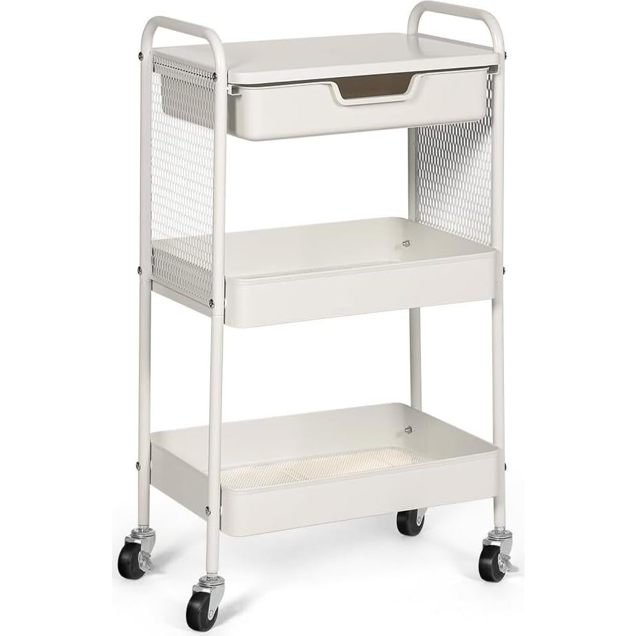 Carro Rodante de 3 Niveles CRUDATE con Cajón y Ruedas