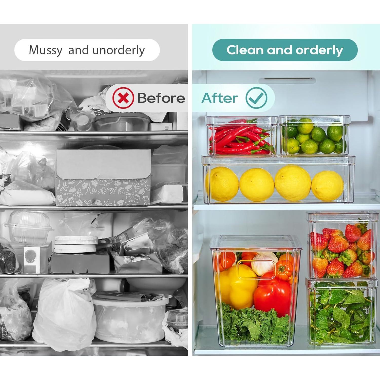 Organizadores de Refrigerador 6 Piezas MUCHII Apilables