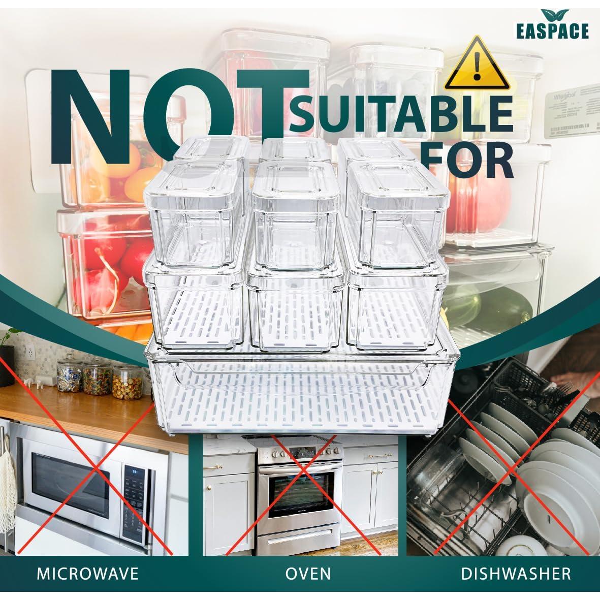 Juego de 10 Contenedores Organizadores EASPACE para Refrigerador
