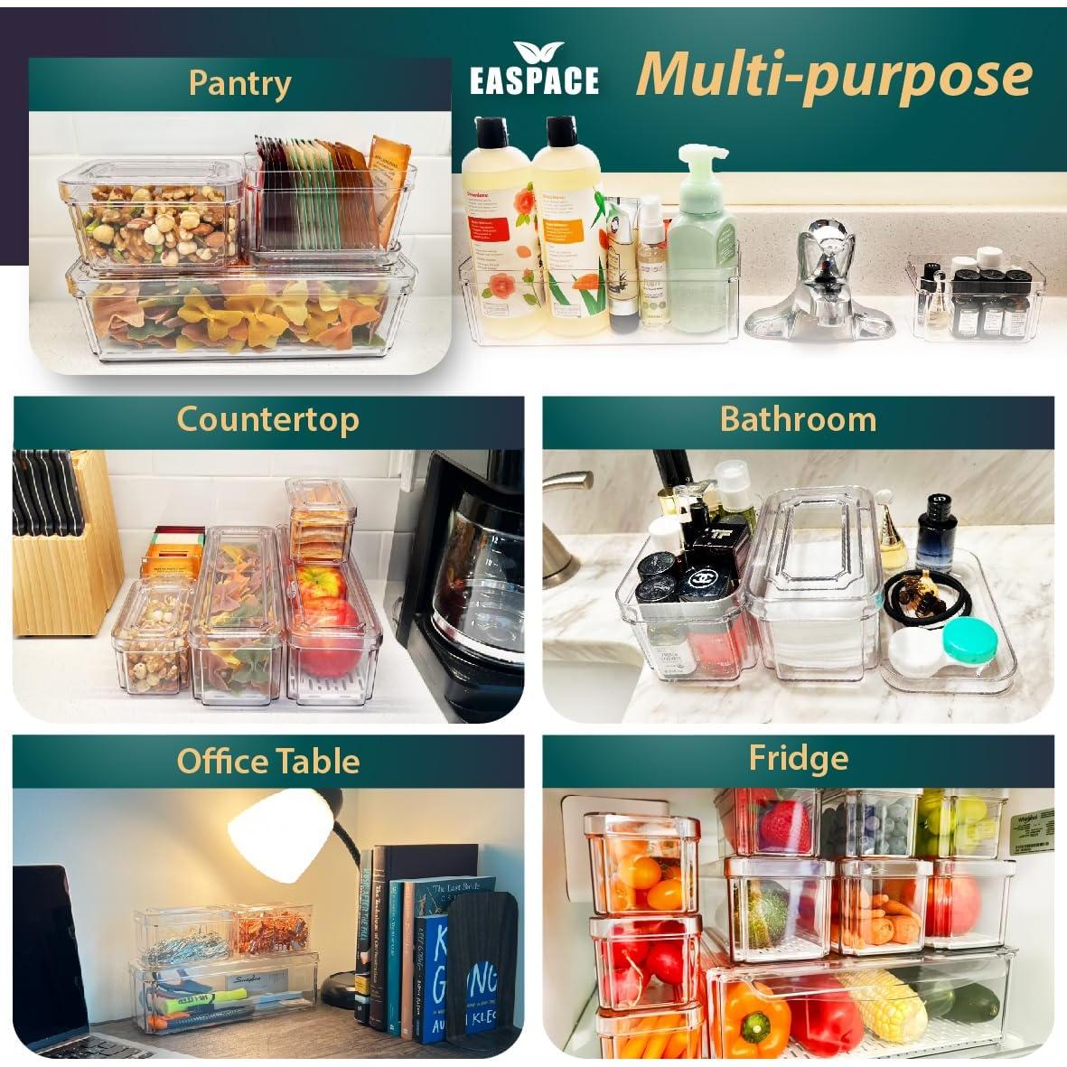 Juego de 10 Contenedores Organizadores EASPACE para Refrigerador