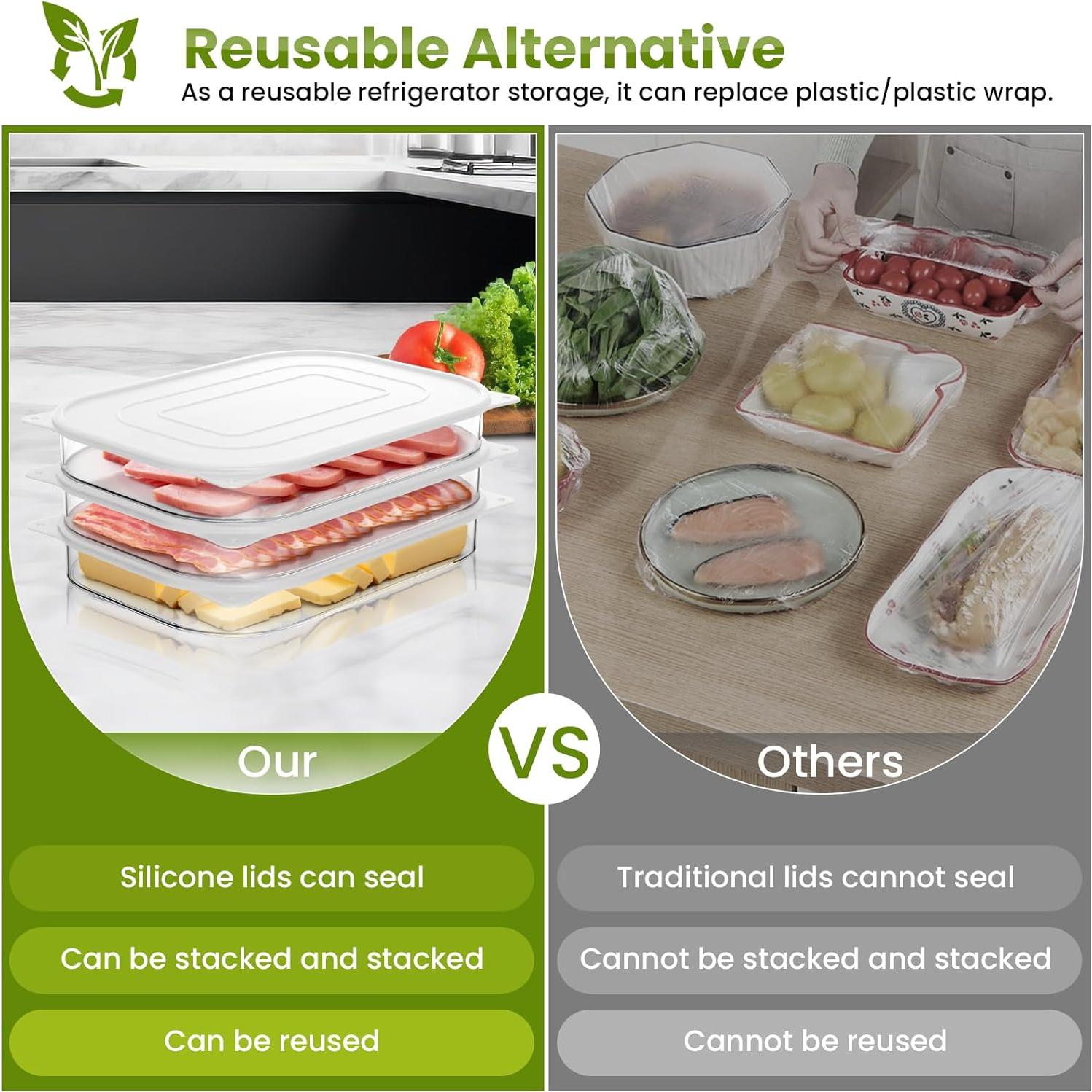 Contenedor de Alimentos Apilable XWF 3PCS Libre BPA 22x16x8.5cm