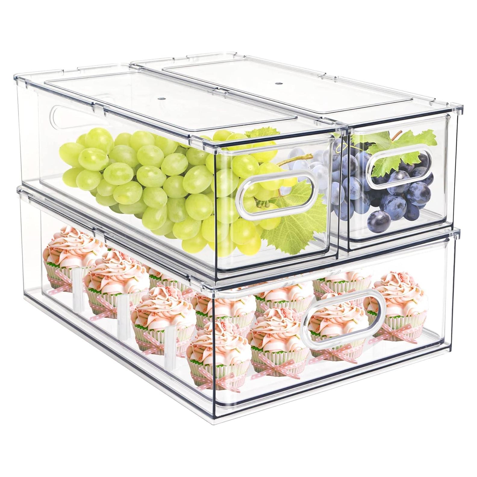 Juego de 3 Contenedores Apilables MineSign para Refrigerador