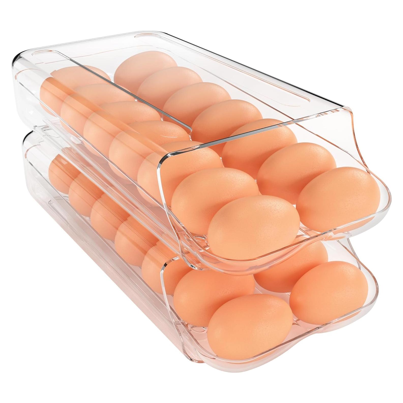 Soporte para Huevos theaoo 2 Pack Transparente Apilable
