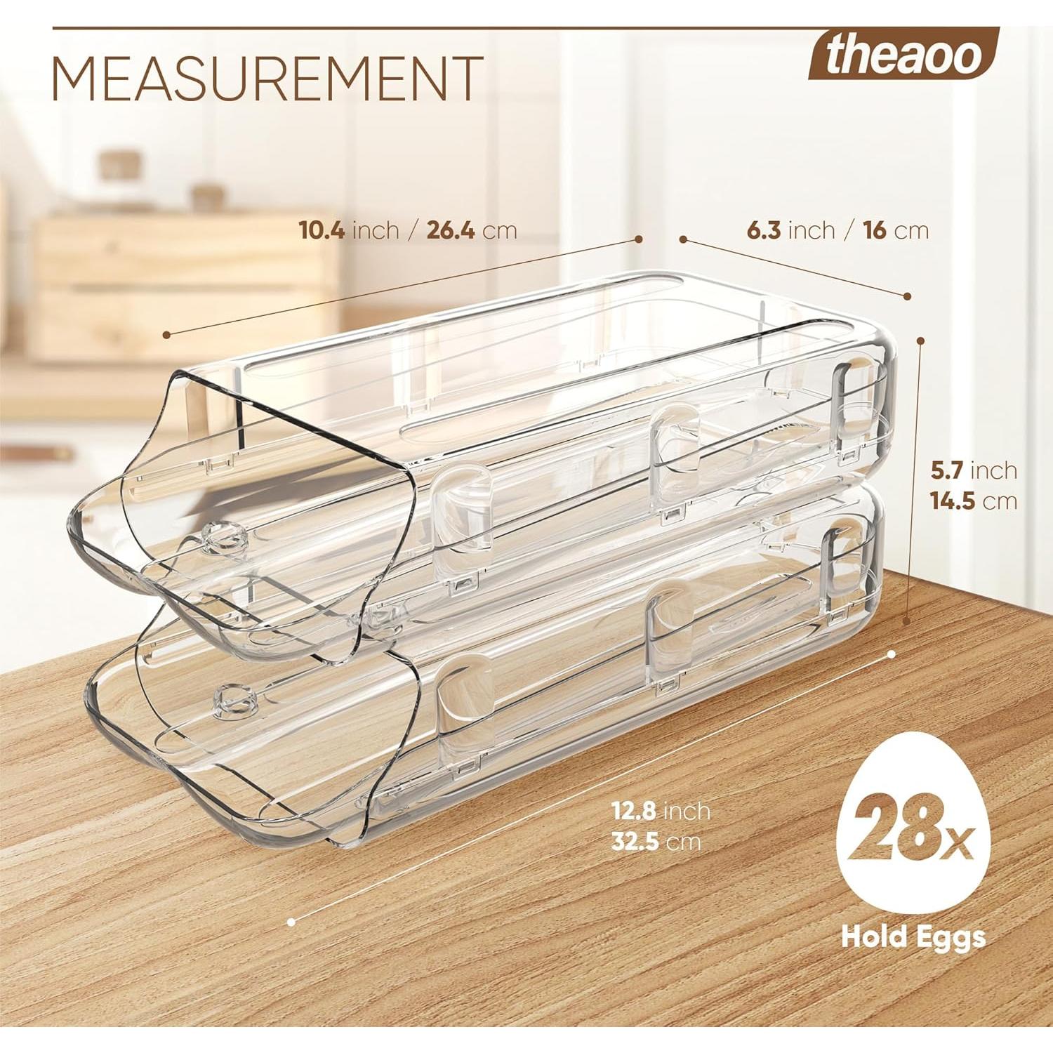 Soporte para Huevos theaoo 2 Pack Transparente Apilable