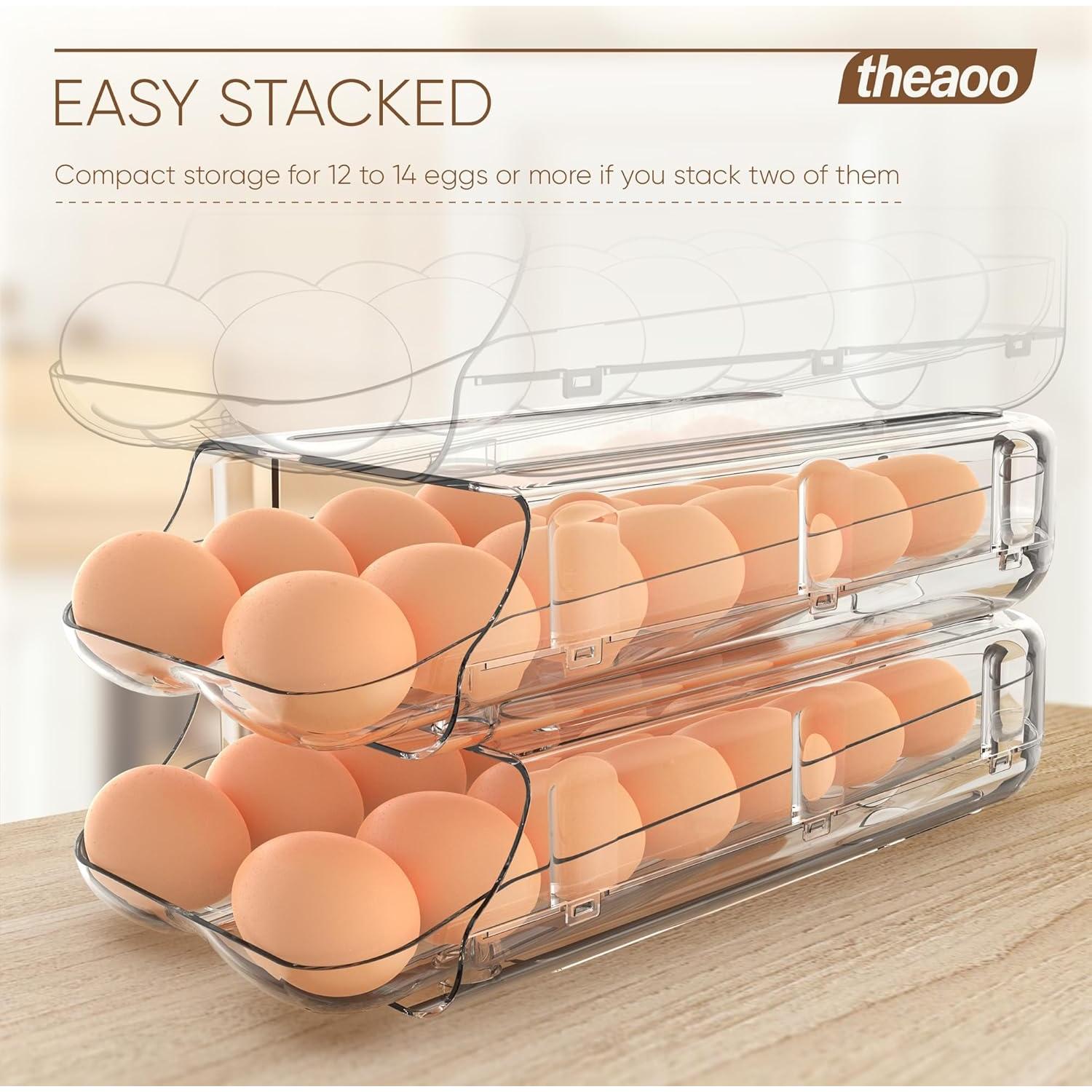 Soporte para Huevos theaoo 2 Pack Transparente Apilable