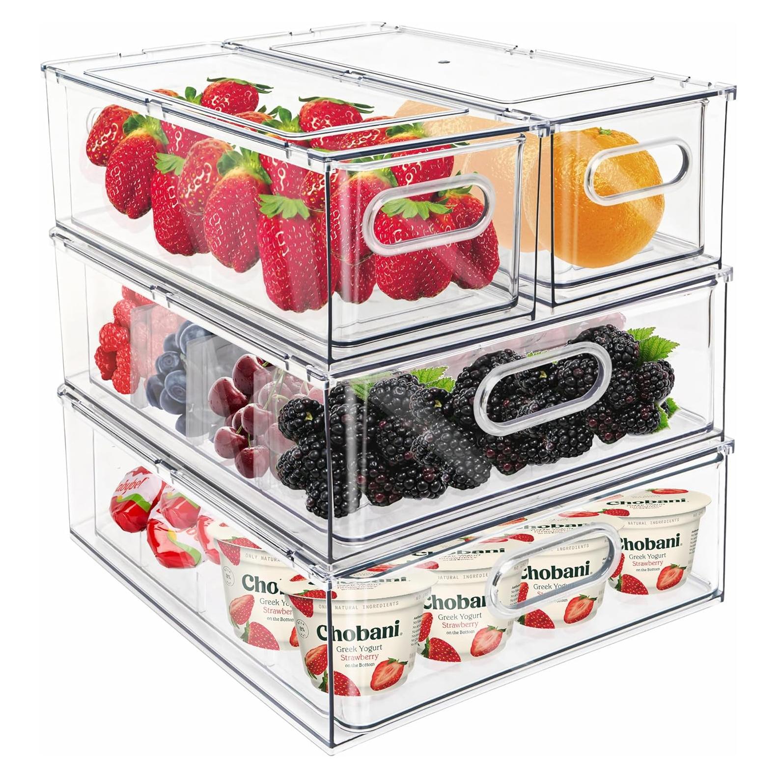 Cajones Organizadores de Refrigerador 4 Piezas Apilables