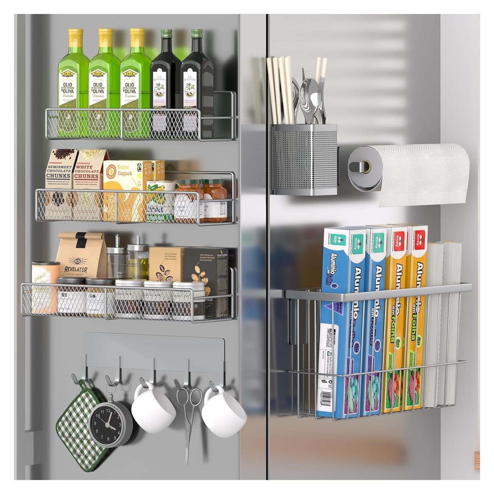 Estante Magnético de Cocina DTUQYX 7 Piezas Gris