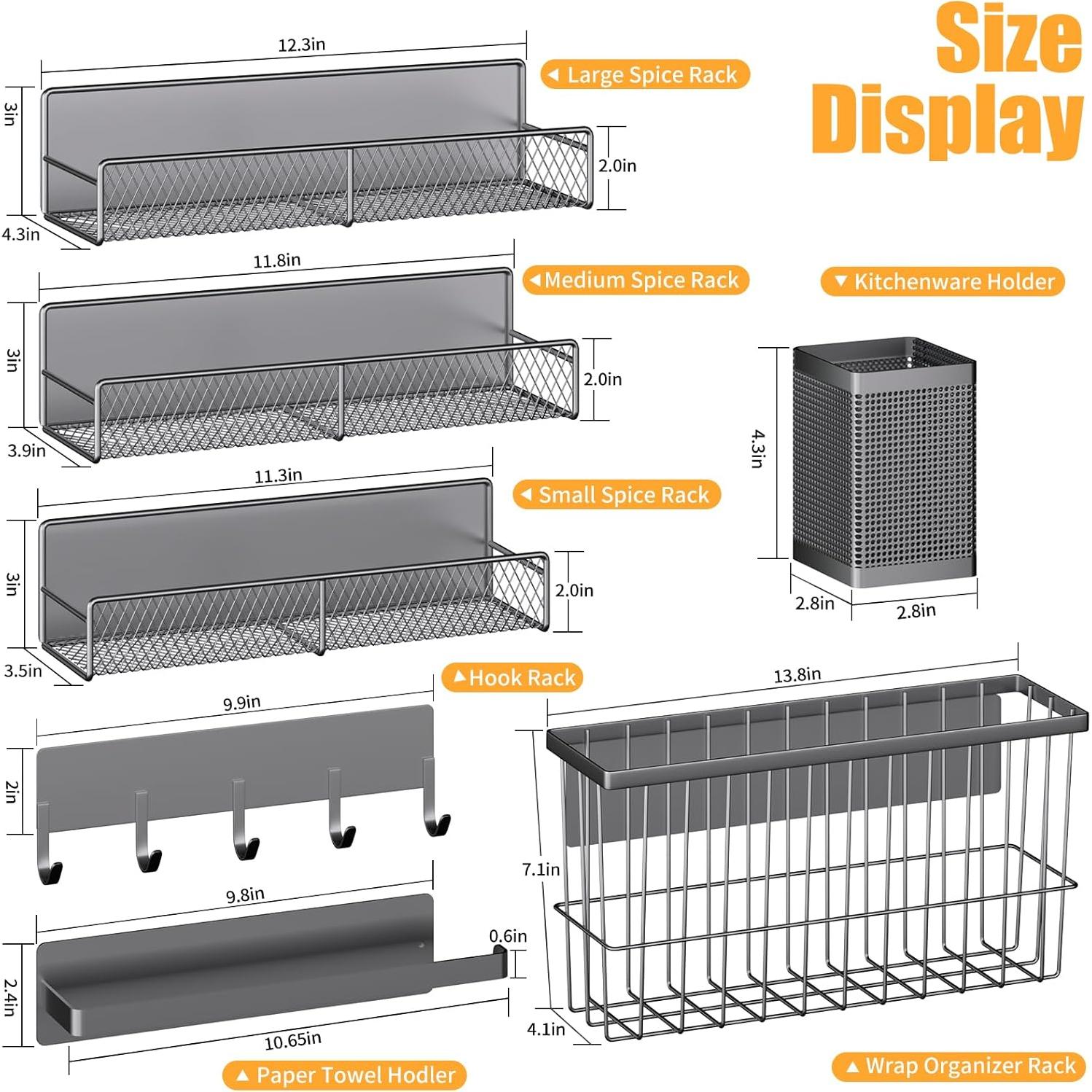Estante Magnético de Cocina DTUQYX 7 Piezas Gris