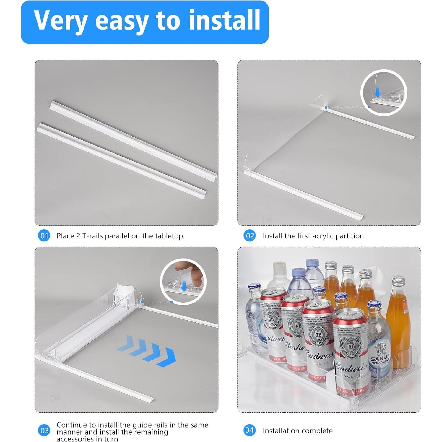 Organizador de Bebidas SOLY para Nevera 4 Filas 1,17 kg