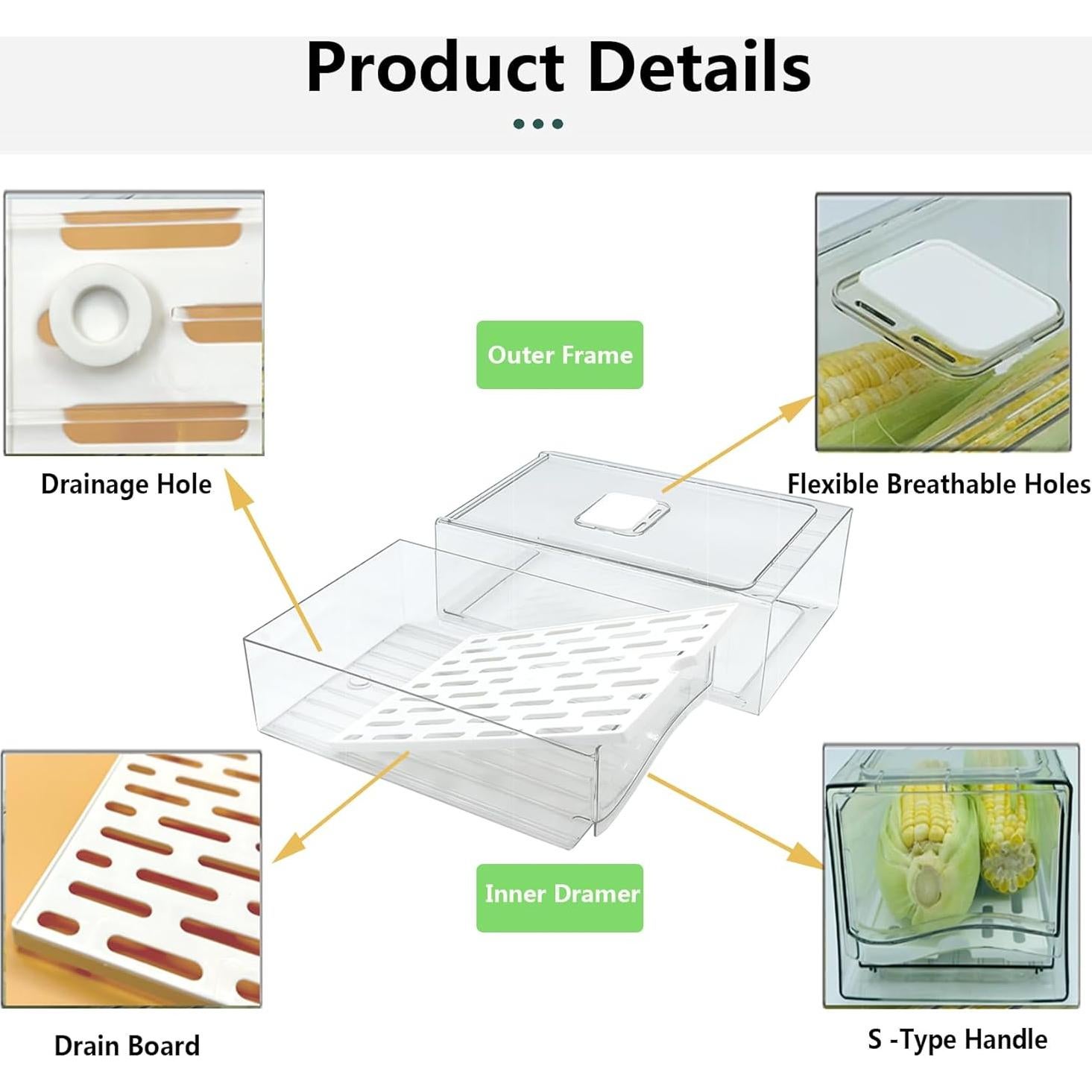 Organizadores de Refrigerador Femoliyes 2 Cajones Medianos