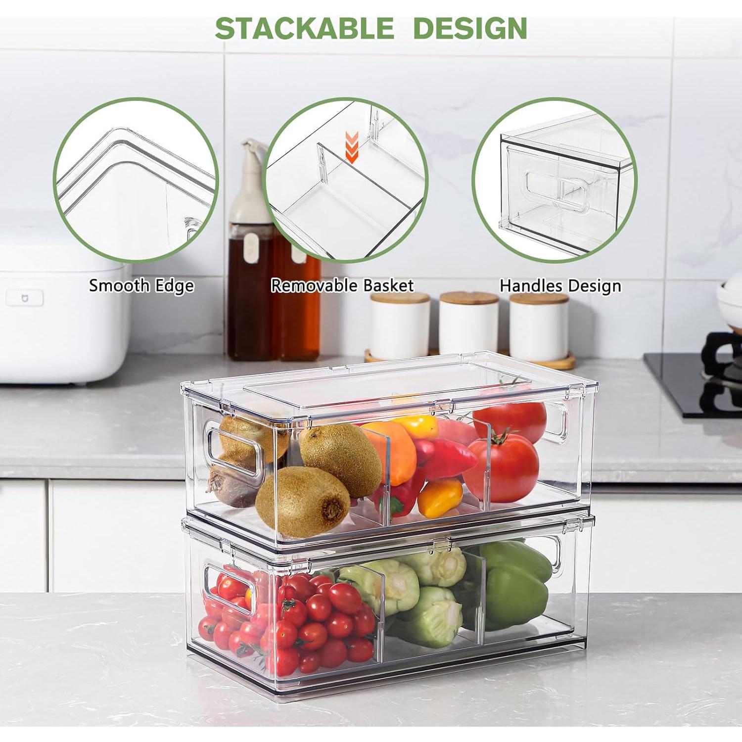 Organizadores de Refrigerador Shopwithgreen 2 Medianos 3.7L