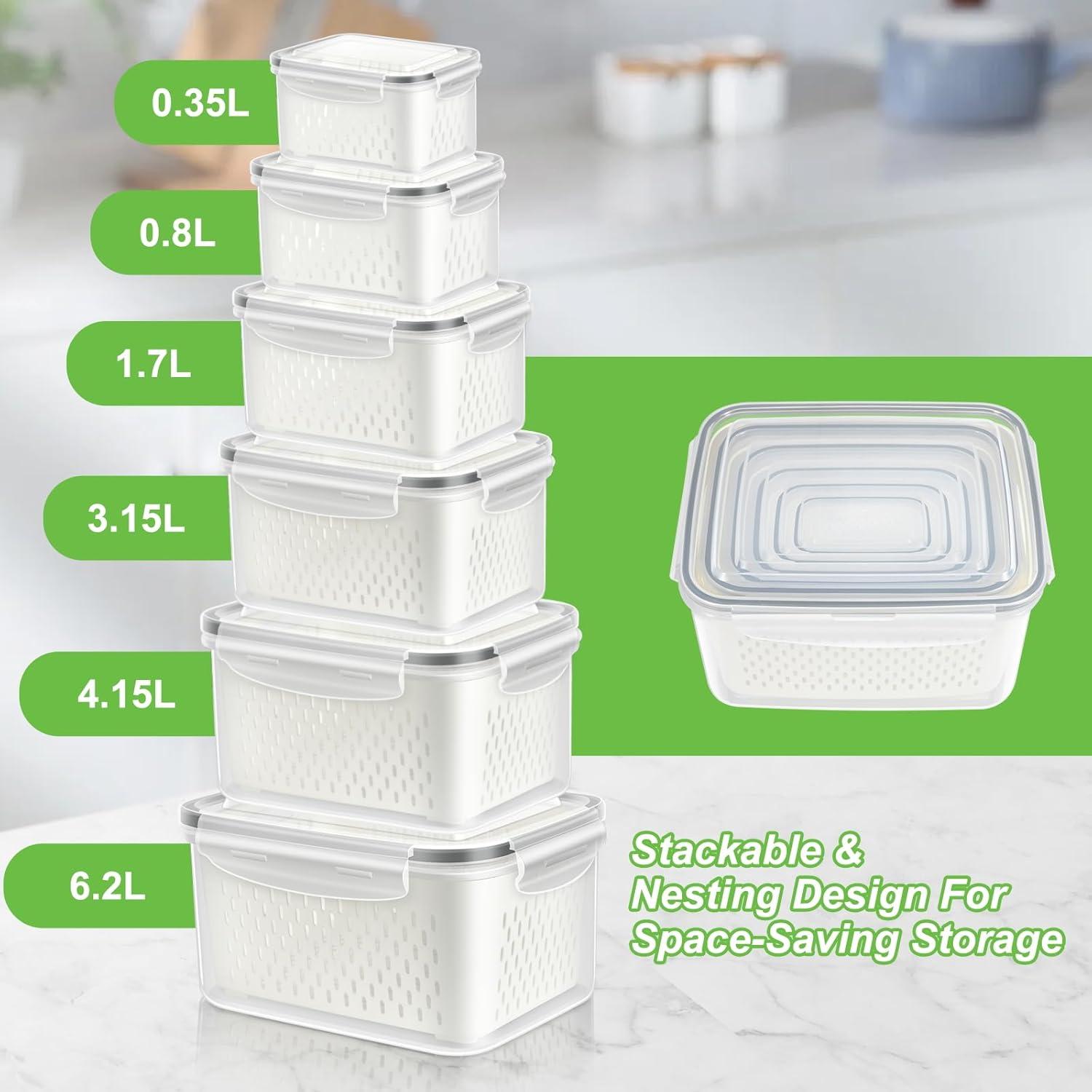 TBMax 6 Piezas Contenedores Almacenamiento Herméticos 6,22L