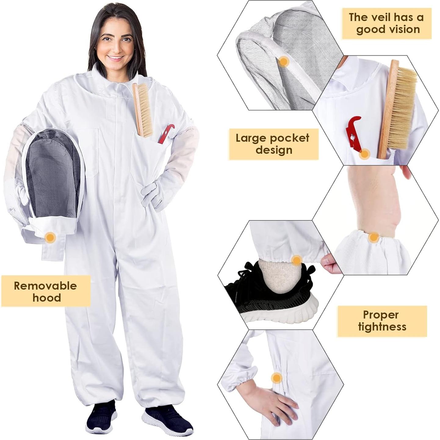 Traje de Apicultor ECKXCH XL con Guantes y Capucha Ventilada