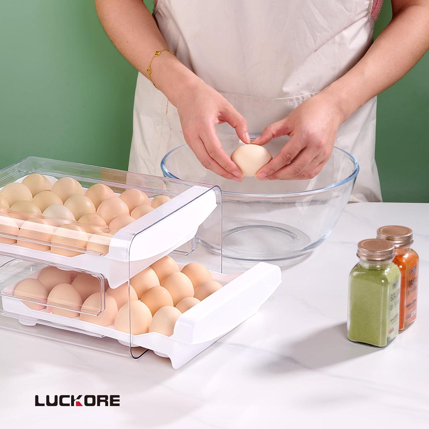 Dispensador de Huevos Luckore 40 Huevos Apilable 2 Niveles