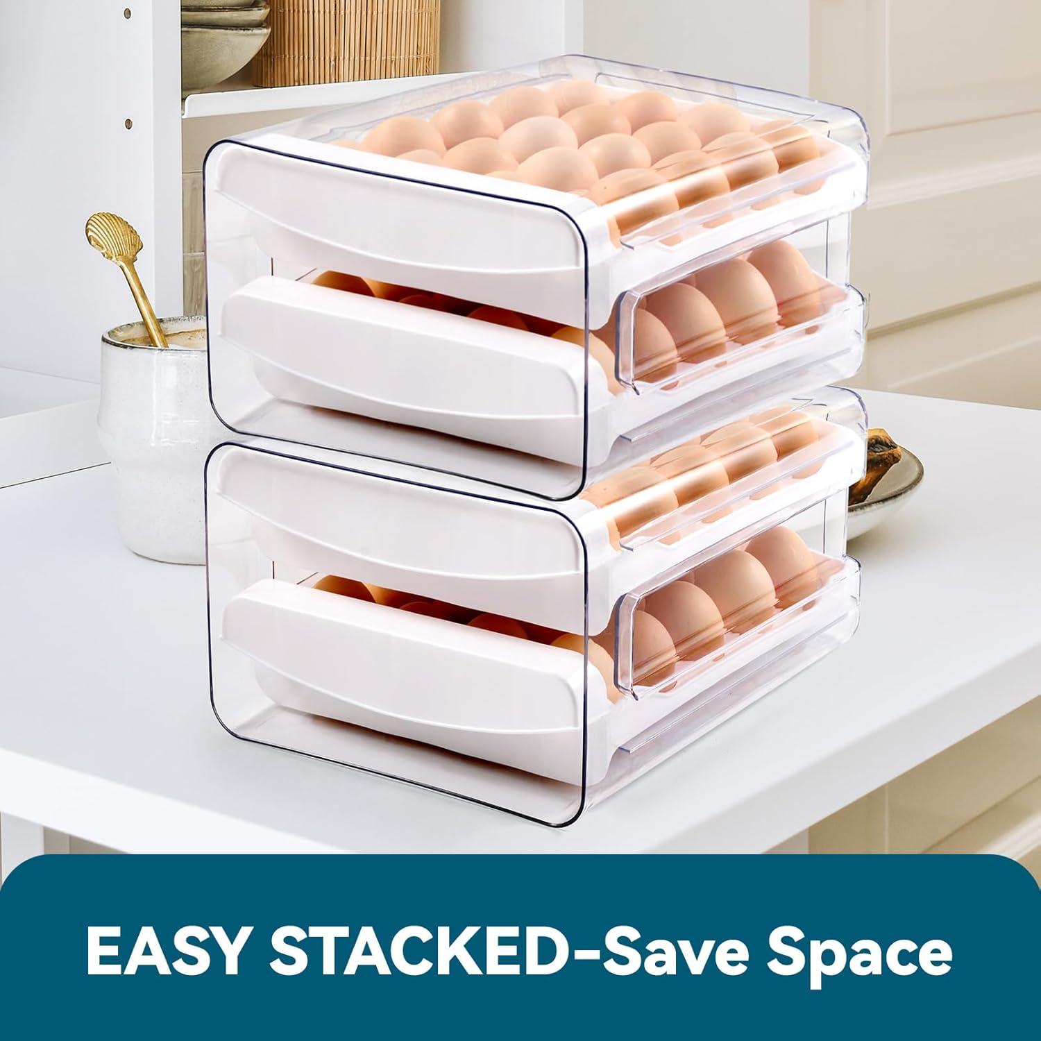 Dispensador de Huevos Luckore 40 Huevos Apilable 2 Niveles