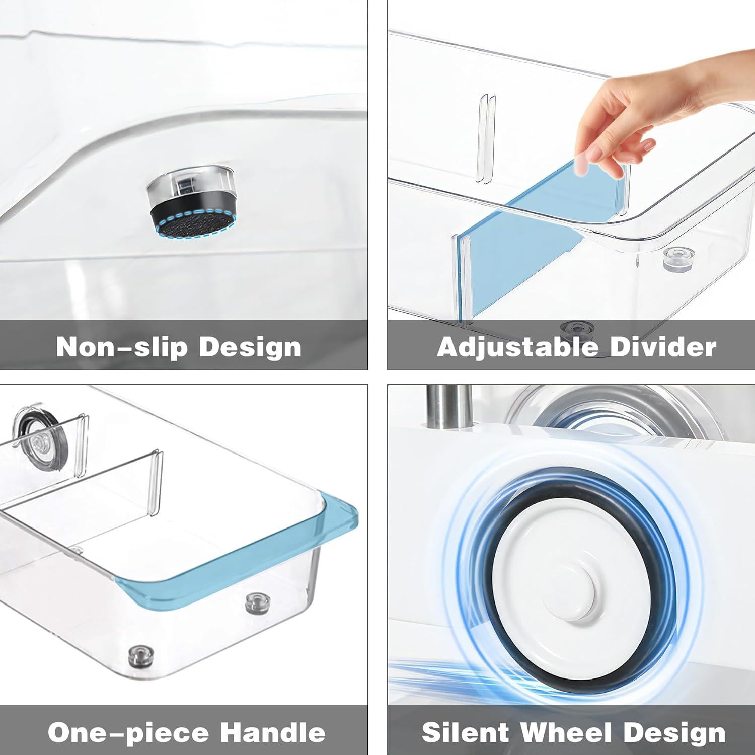 Organizador de Refrigerador MANO 2 Pack con Ruedas 38.86x19.30x8.89cm