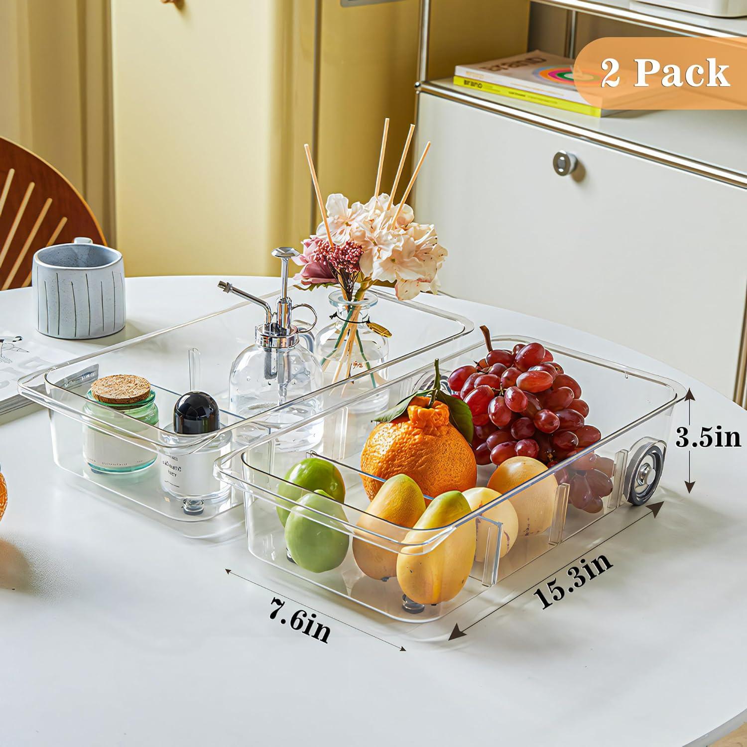 Organizador de Refrigerador MANO 2 Pack con Ruedas 38.86x19.30x8.89cm