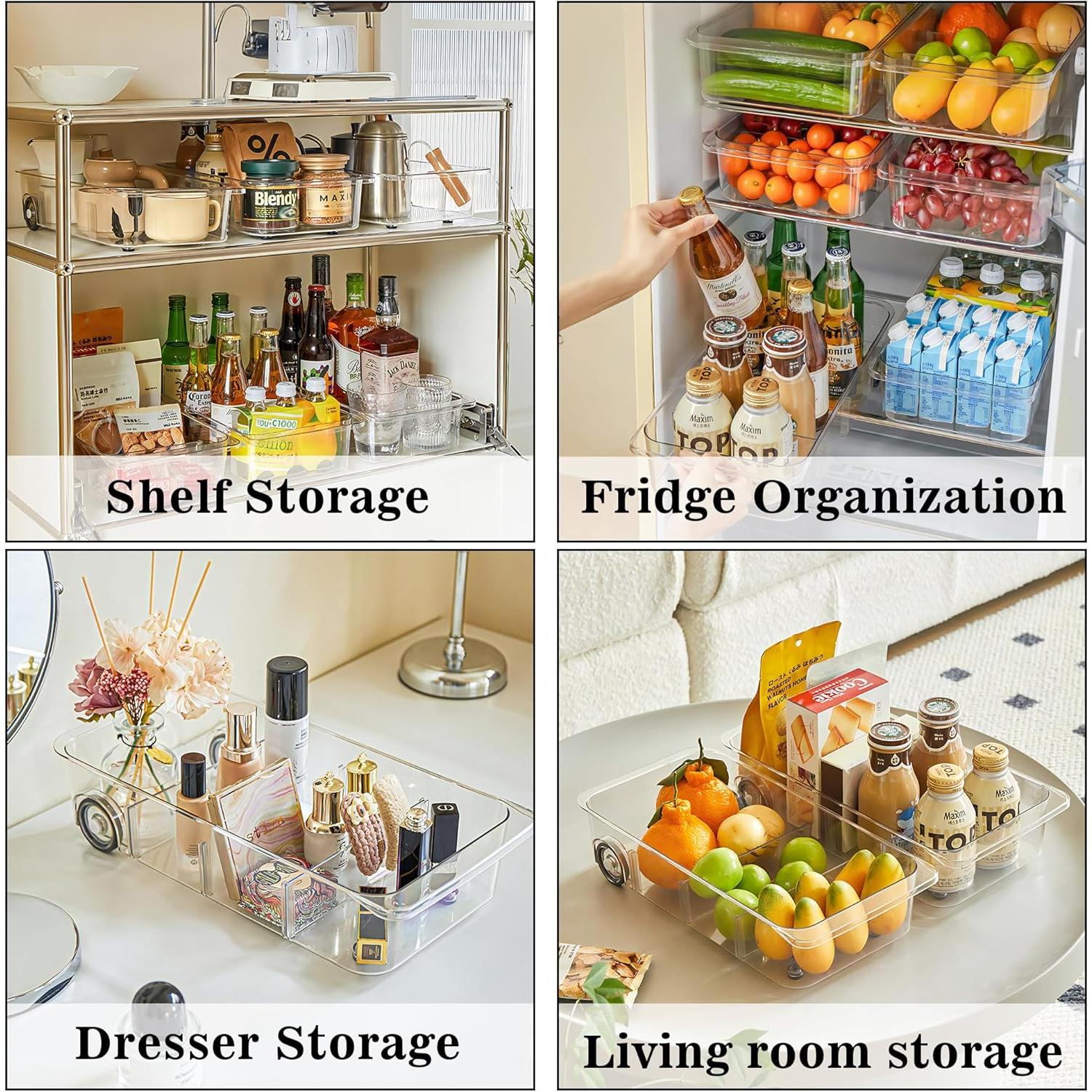 Organizador de Refrigerador MANO 2 Pack con Ruedas 38.86x19.30x8.89cm