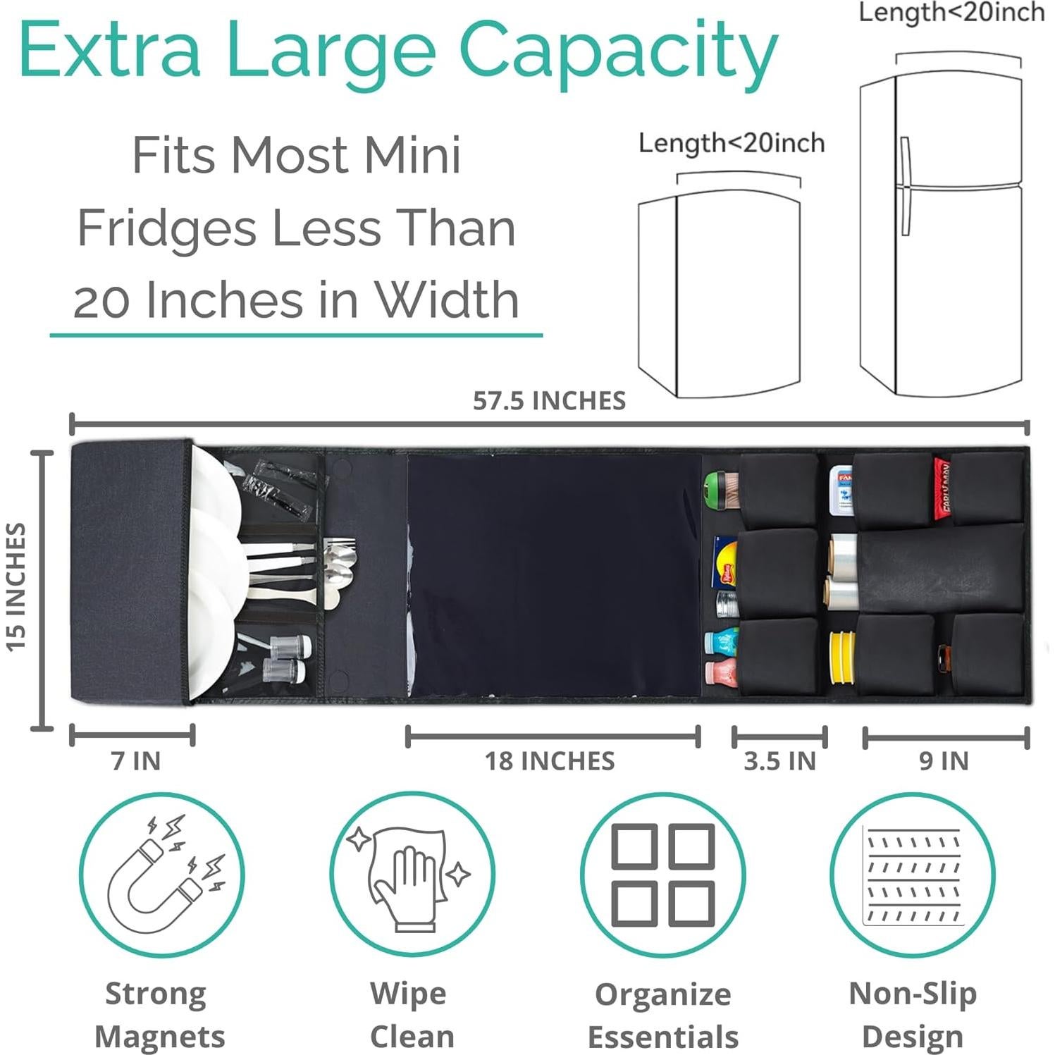 Organizador para Mini Nevera TERRA HOME Negro 40x22 cm