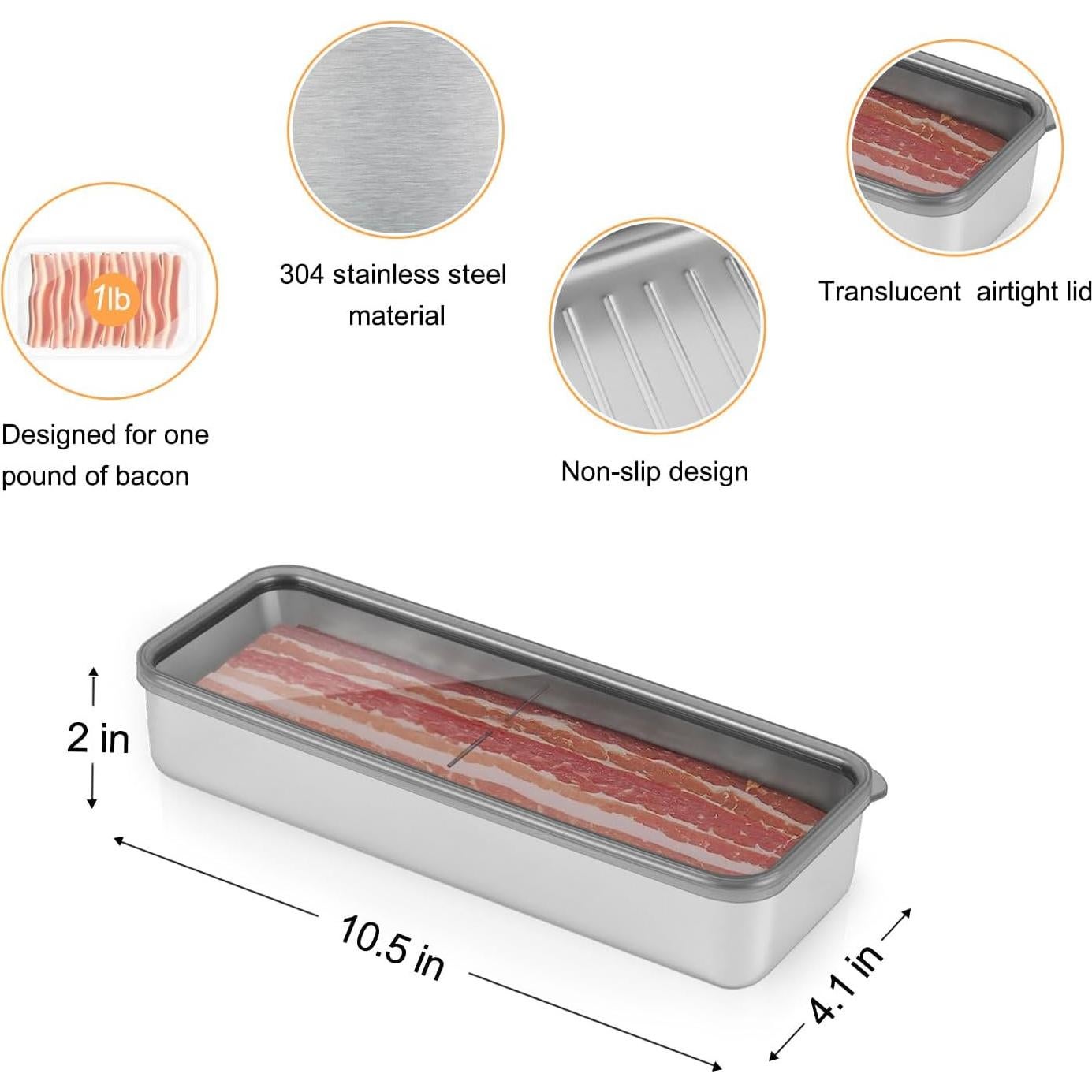 Contenedor Hermético de Bacon Verveia 0.45 kg Acero Inoxidable