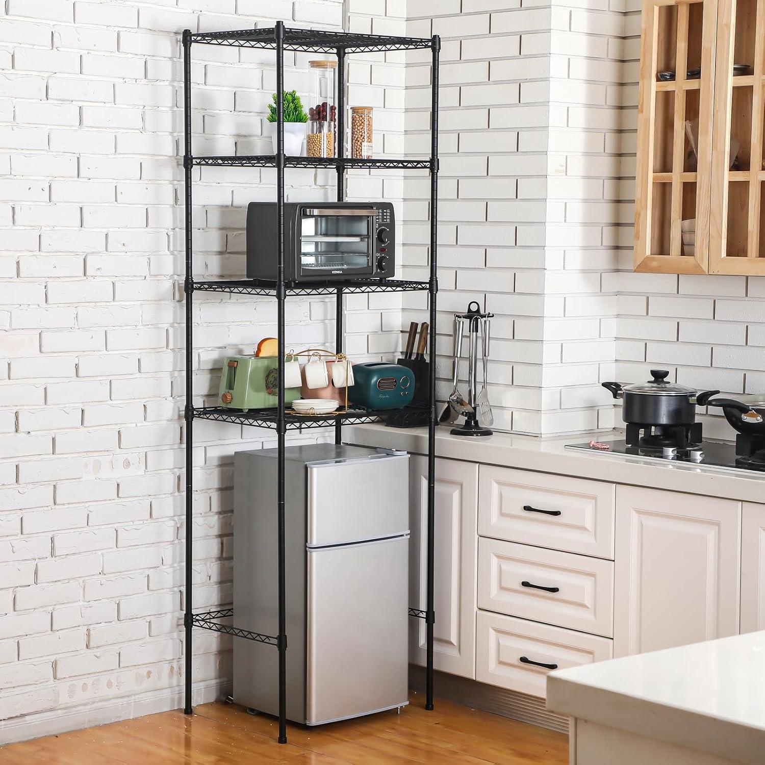 Soporte Organizador Huwena para Mini Nevera 4 Niveles Negro