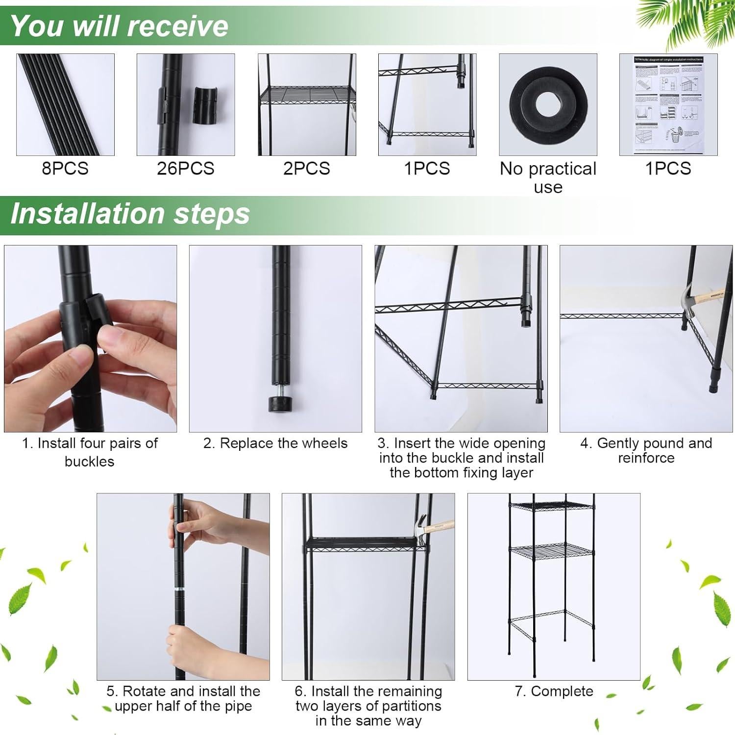 Soporte Organizador Huwena para Mini Nevera 4 Niveles Negro