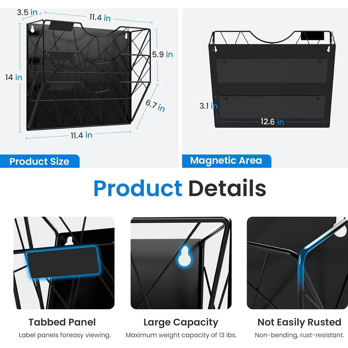 Soporte Magnético de Archivos Patvingot 3 Niveles Negro