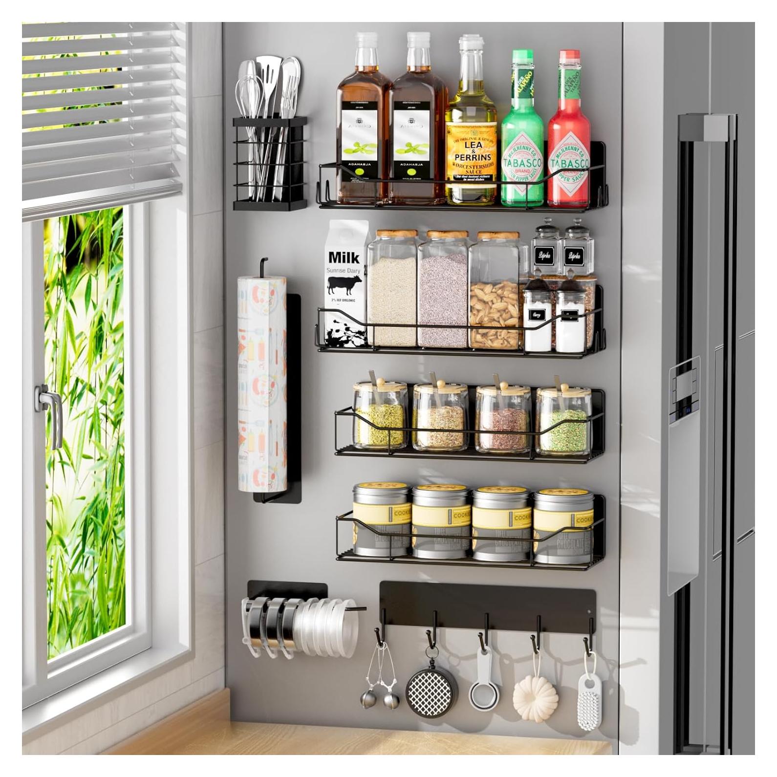 Estante Magnético IYEBAU para Especias - 8 Piezas Negro