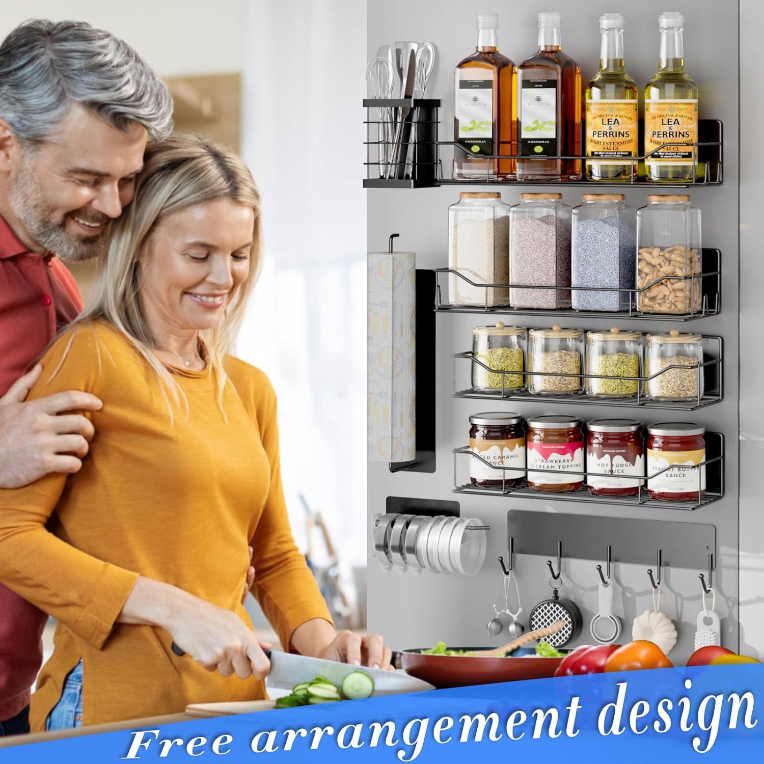 Estante Magnético IYEBAU para Especias - 8 Piezas Negro