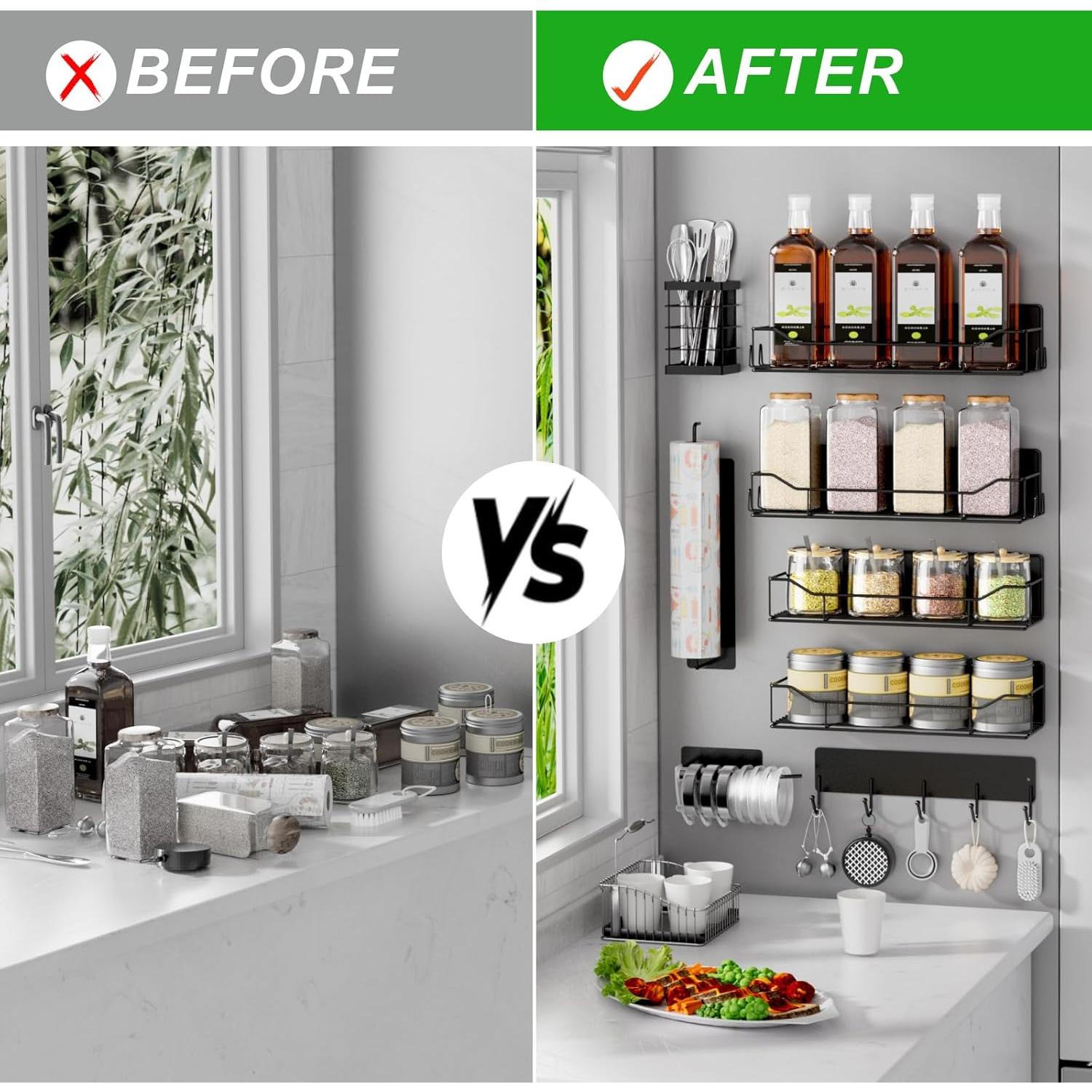 Estante Magnético IYEBAU para Especias - 8 Piezas Negro