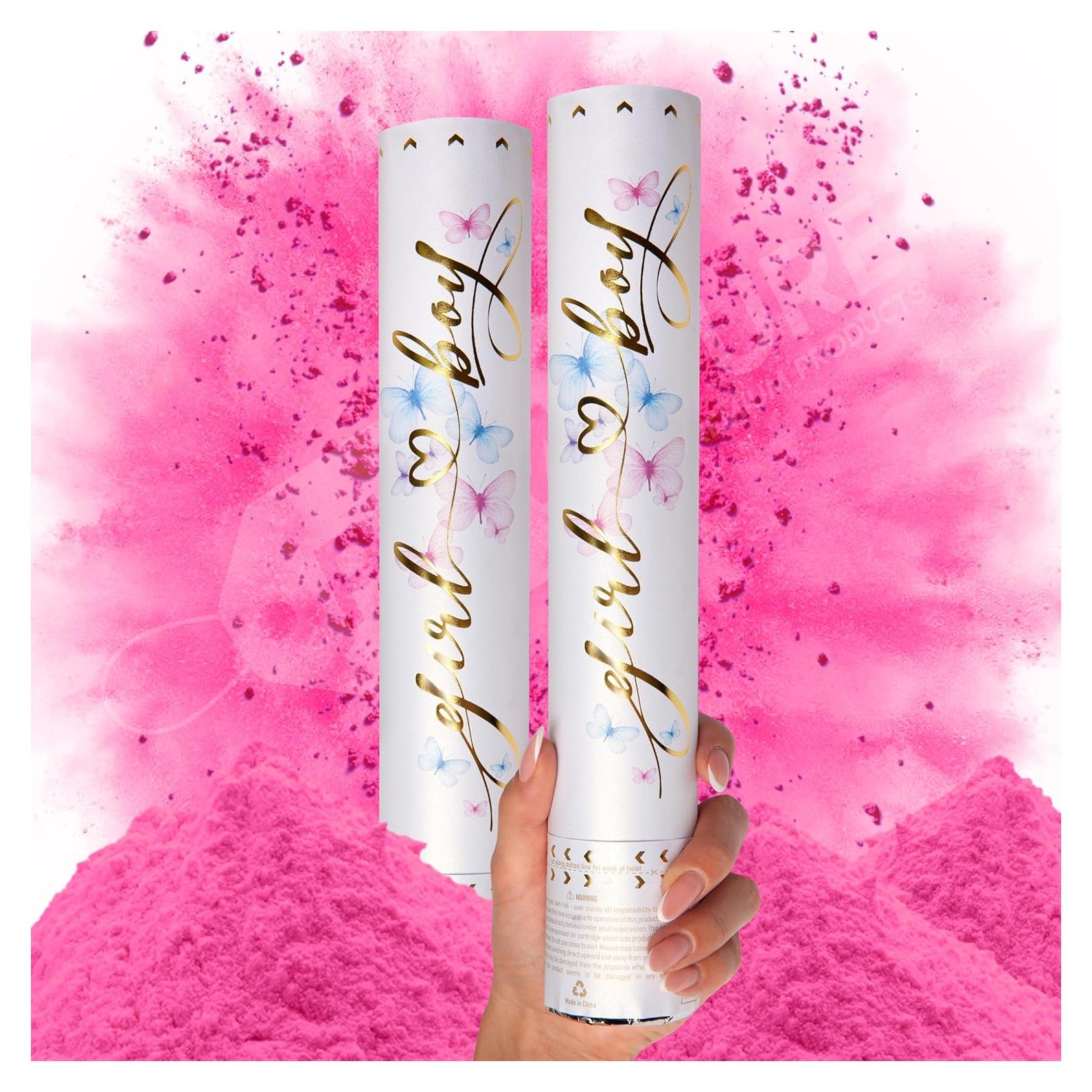 Cañones de Confeti Revelación de Género PrimePure - Rosa