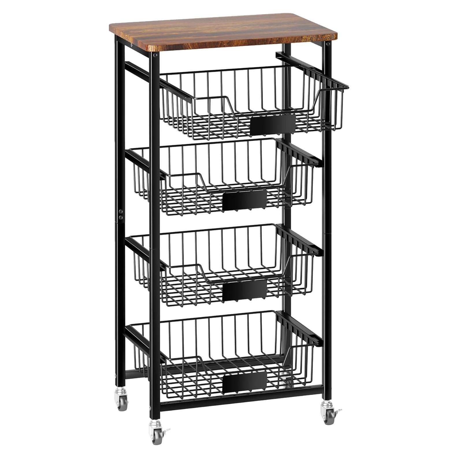 Carro de Cocina OKZEST 5 Niveles Marrón Rústico Extraíble