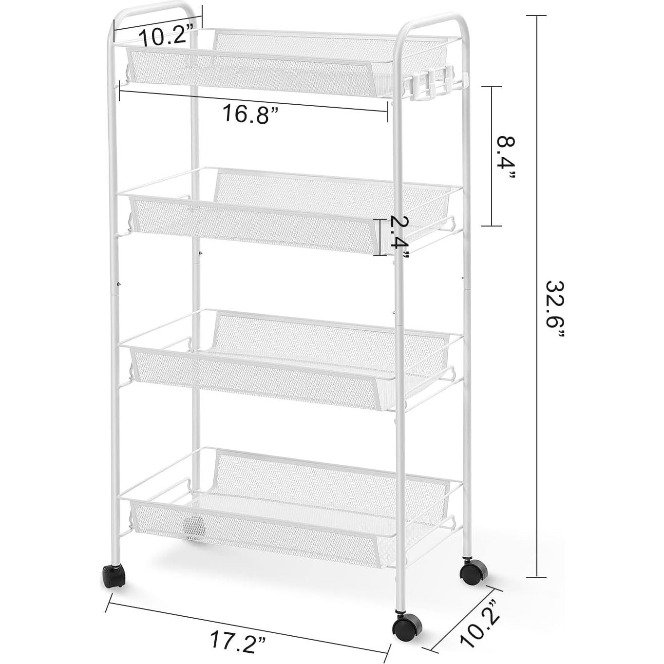 Carro Rodante de Almacenamiento TOOLF 4 Niveles Blanco