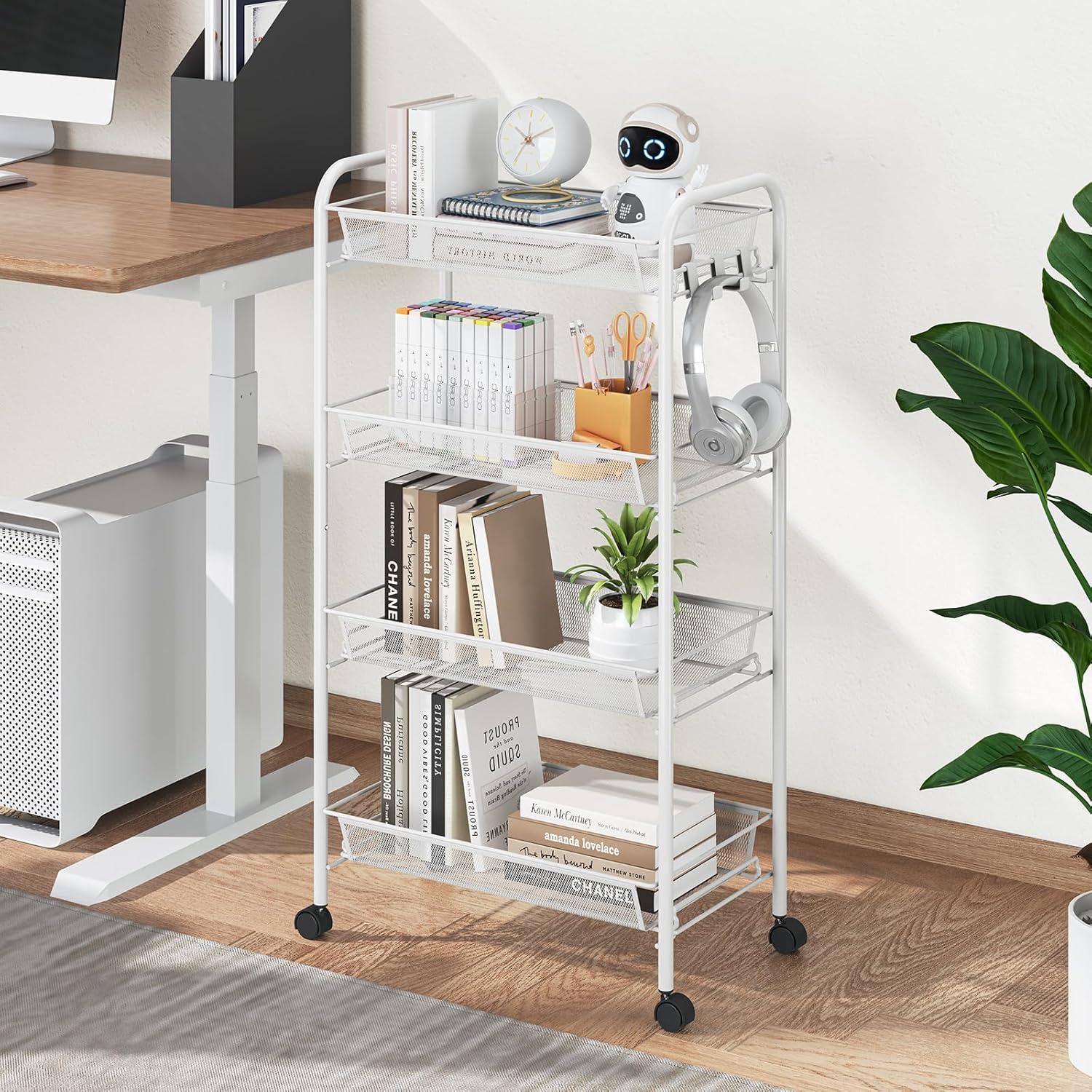 Carro Rodante de Almacenamiento TOOLF 4 Niveles Blanco