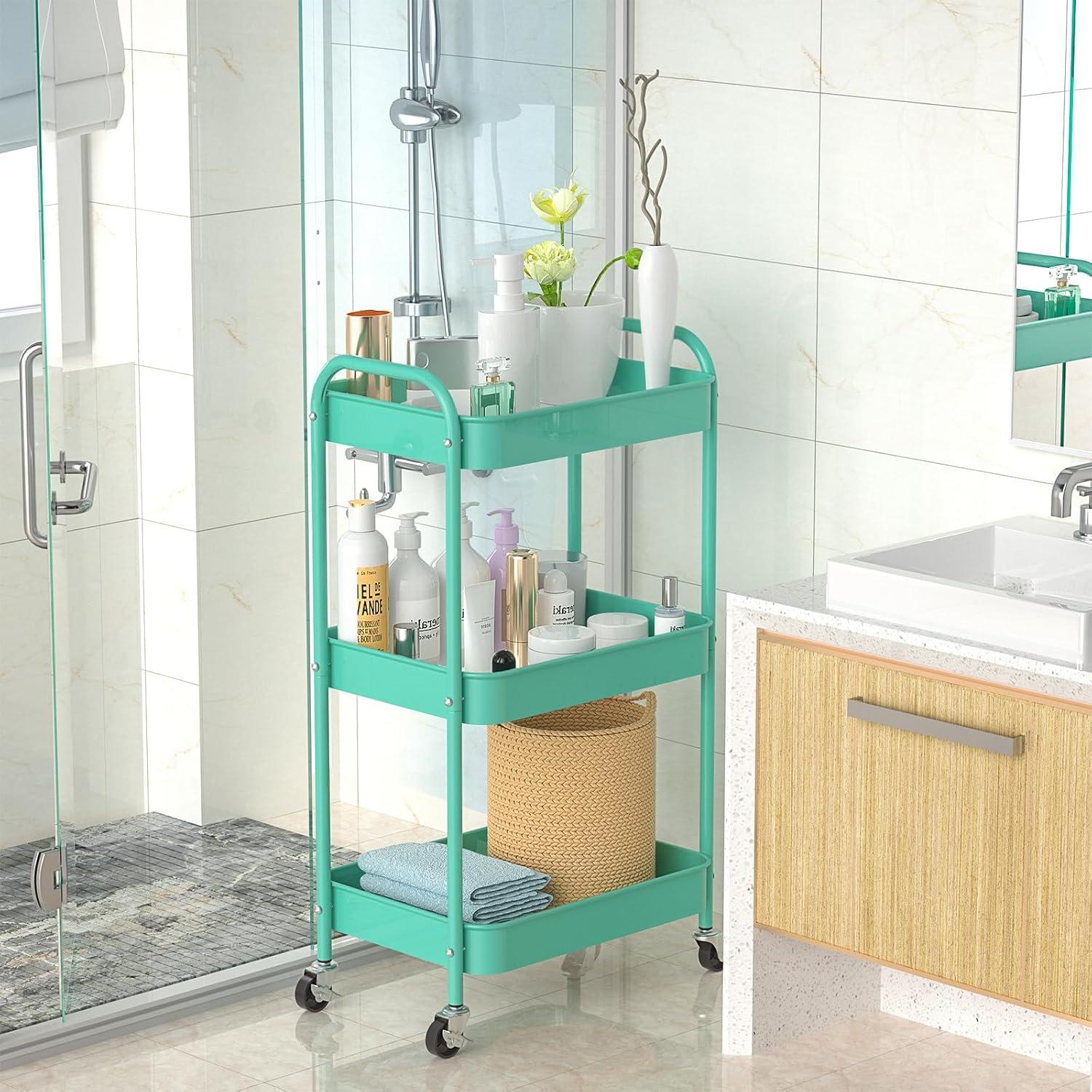 Carro de Almacenamiento Metálico PNVXNUS 3 Niveles Azul