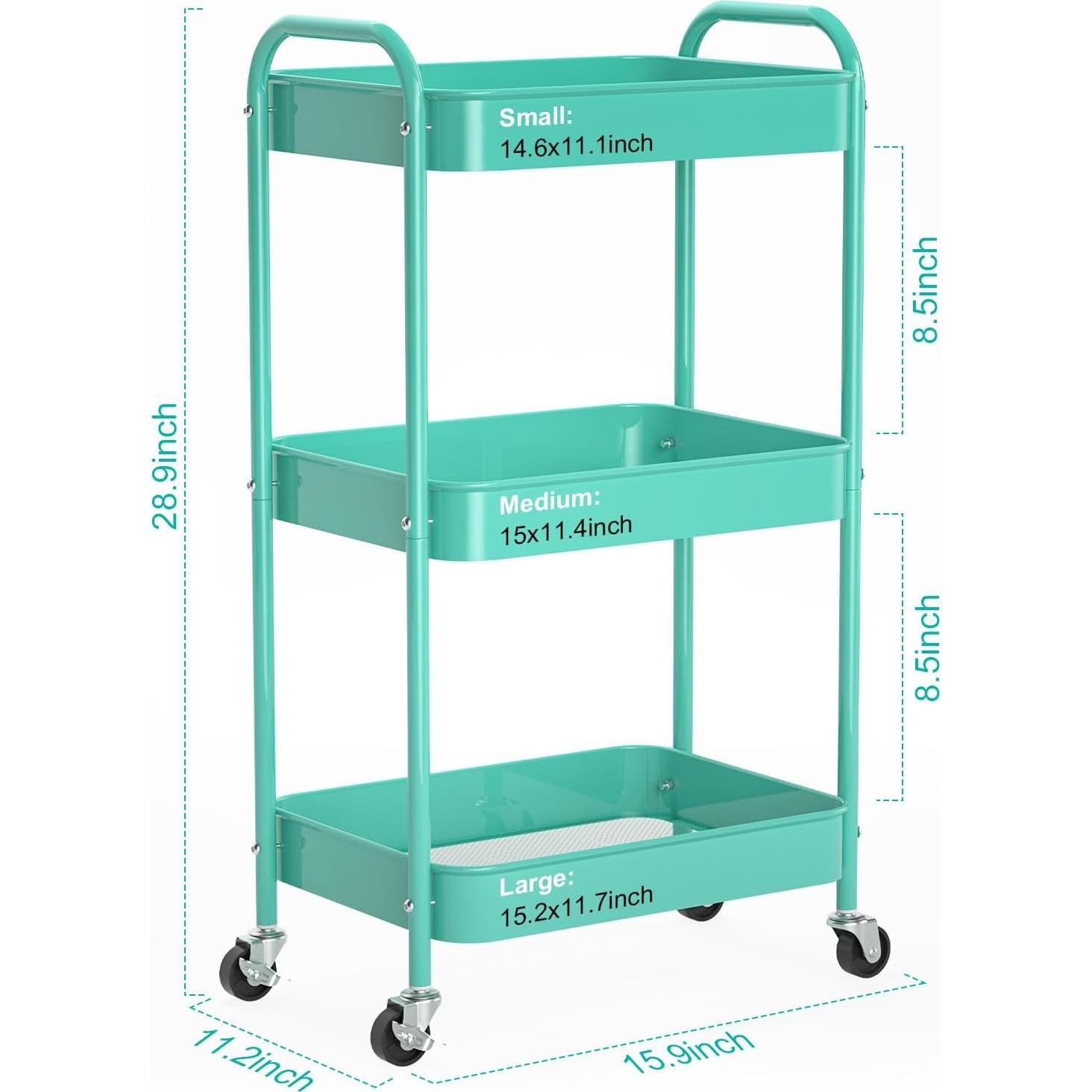 Carro de Almacenamiento Metálico PNVXNUS 3 Niveles Azul