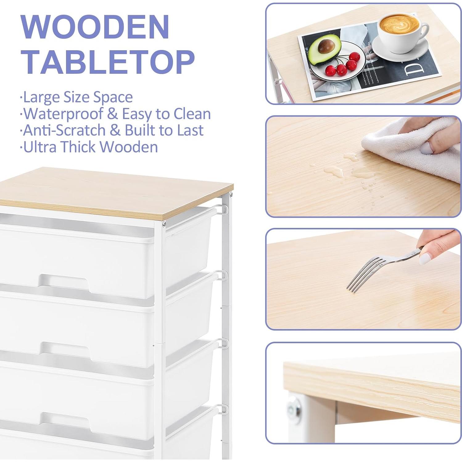 Carro de Almacenamiento Rodante SYKIARIOL 4 Cajones Blanco