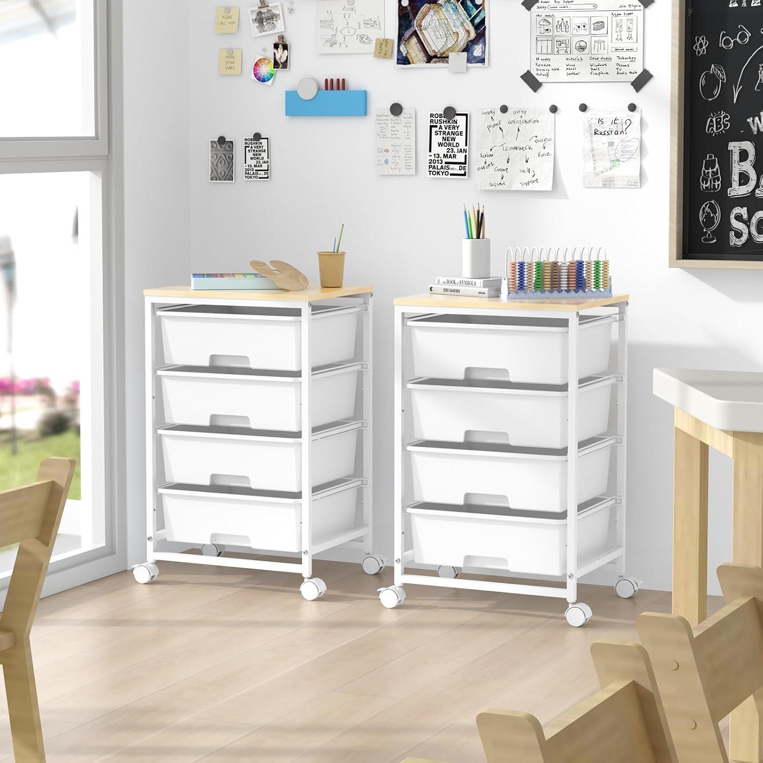 Carro de Almacenamiento Rodante SYKIARIOL 4 Cajones Blanco