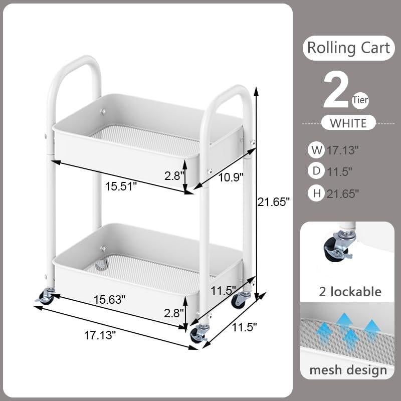 Carro Rodante de Almacenamiento 2 Niveles Melody House Blanco