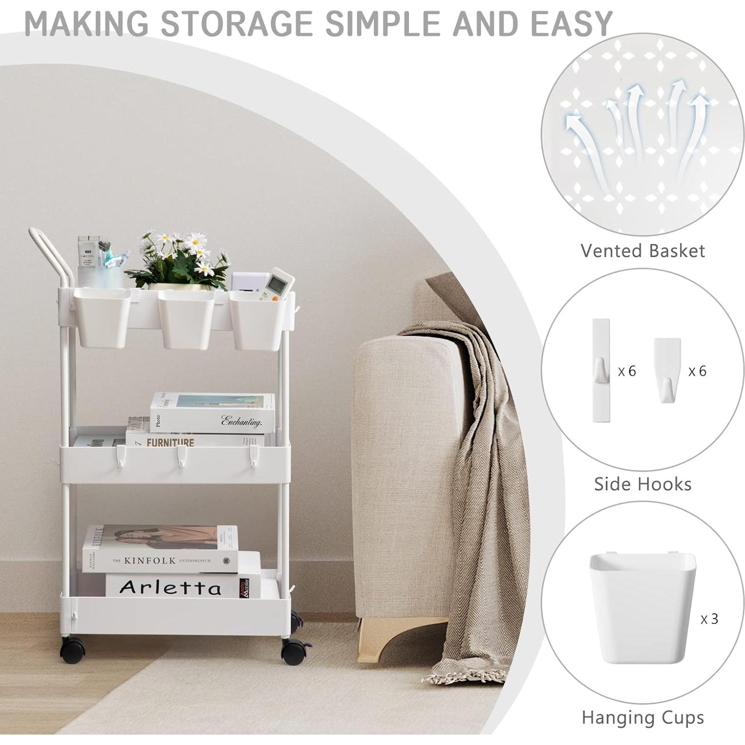 Carro de Almacenamiento danpinera 3 Niveles Blanco