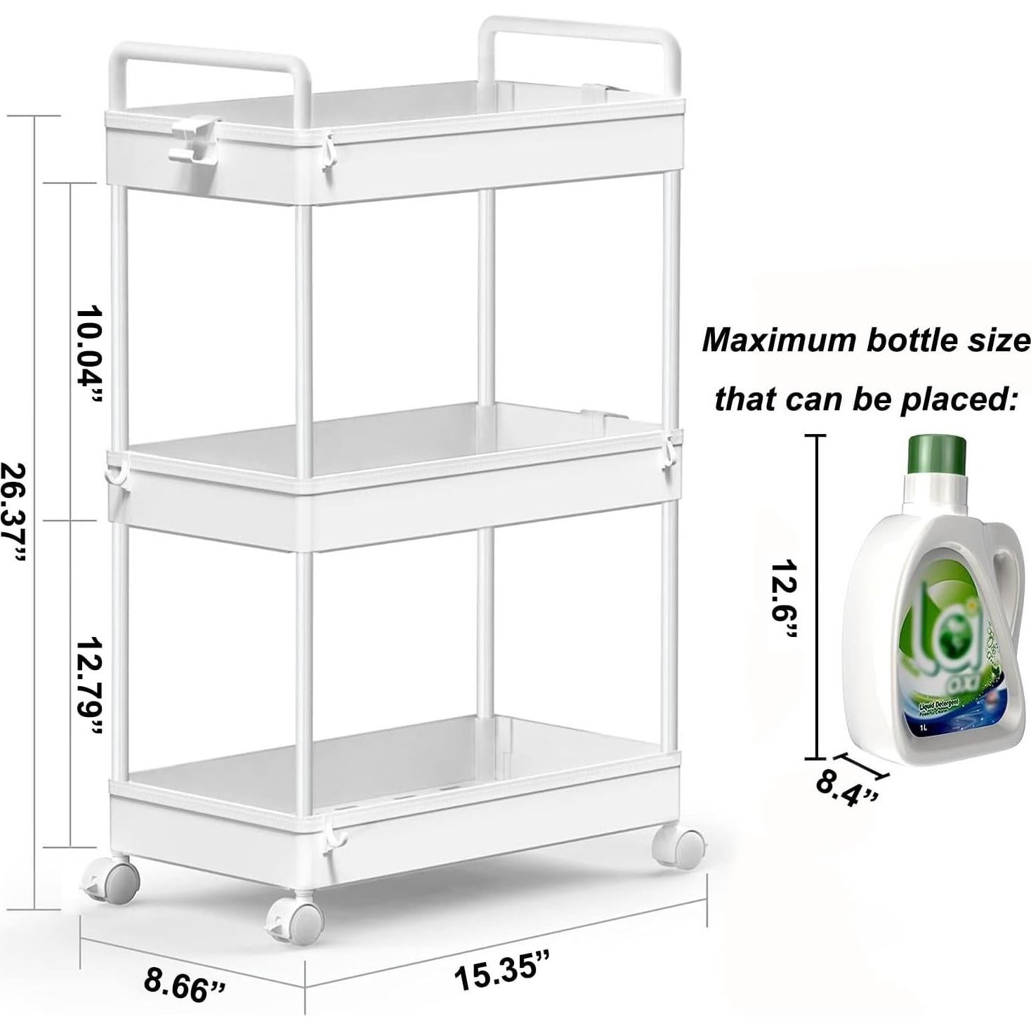 Carro de Almacenamiento Rodante 3 Niveles SOLEJAZZ Blanco