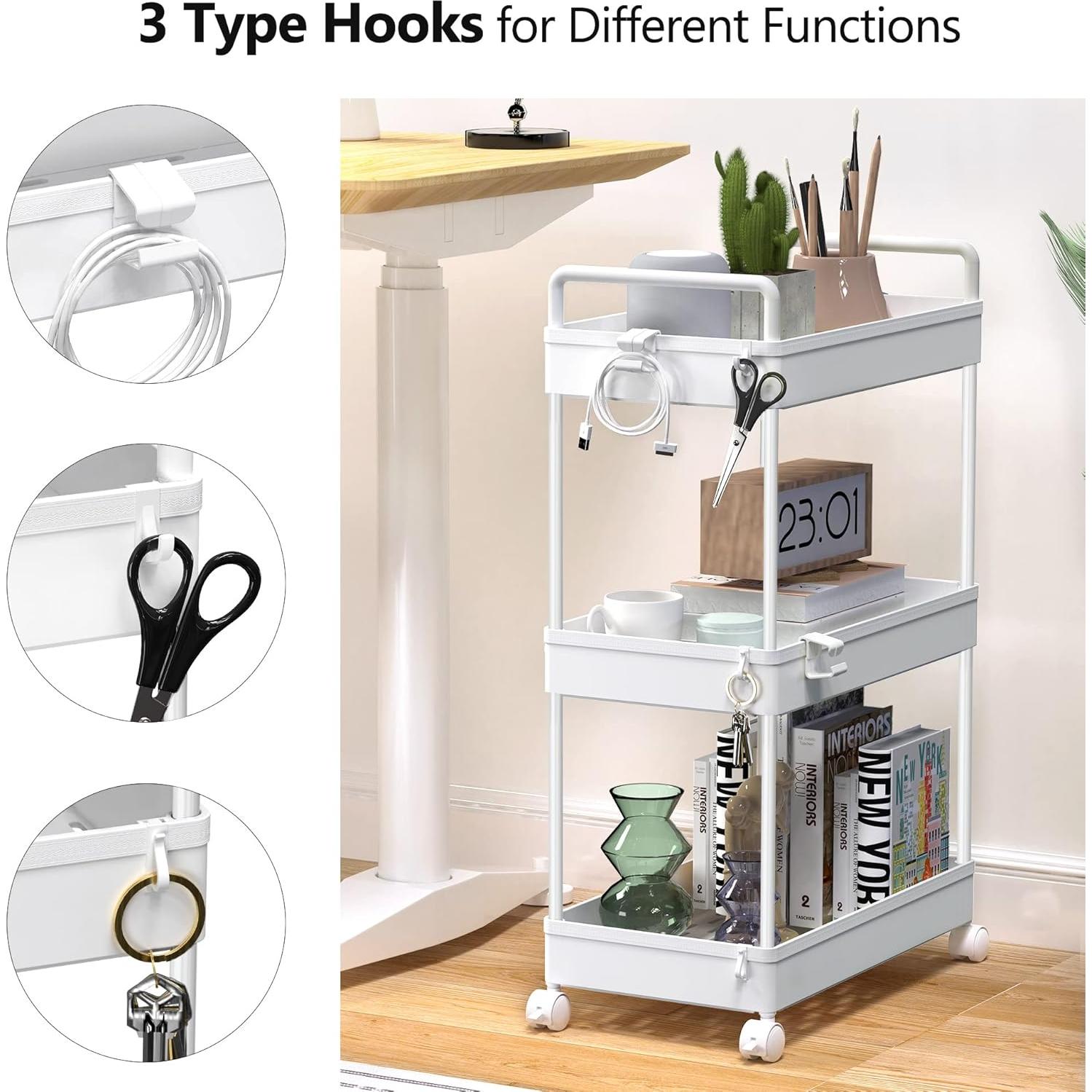 Carro de Almacenamiento Rodante 3 Niveles SOLEJAZZ Blanco