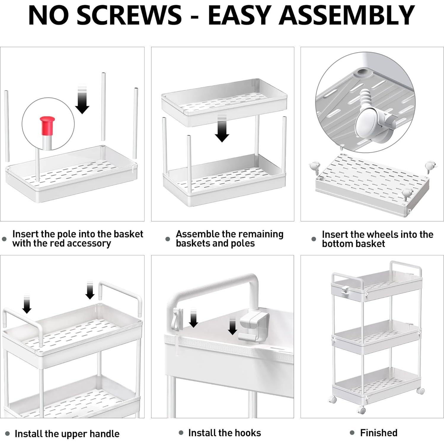 Carro de Almacenamiento Rodante 3 Niveles SOLEJAZZ Blanco