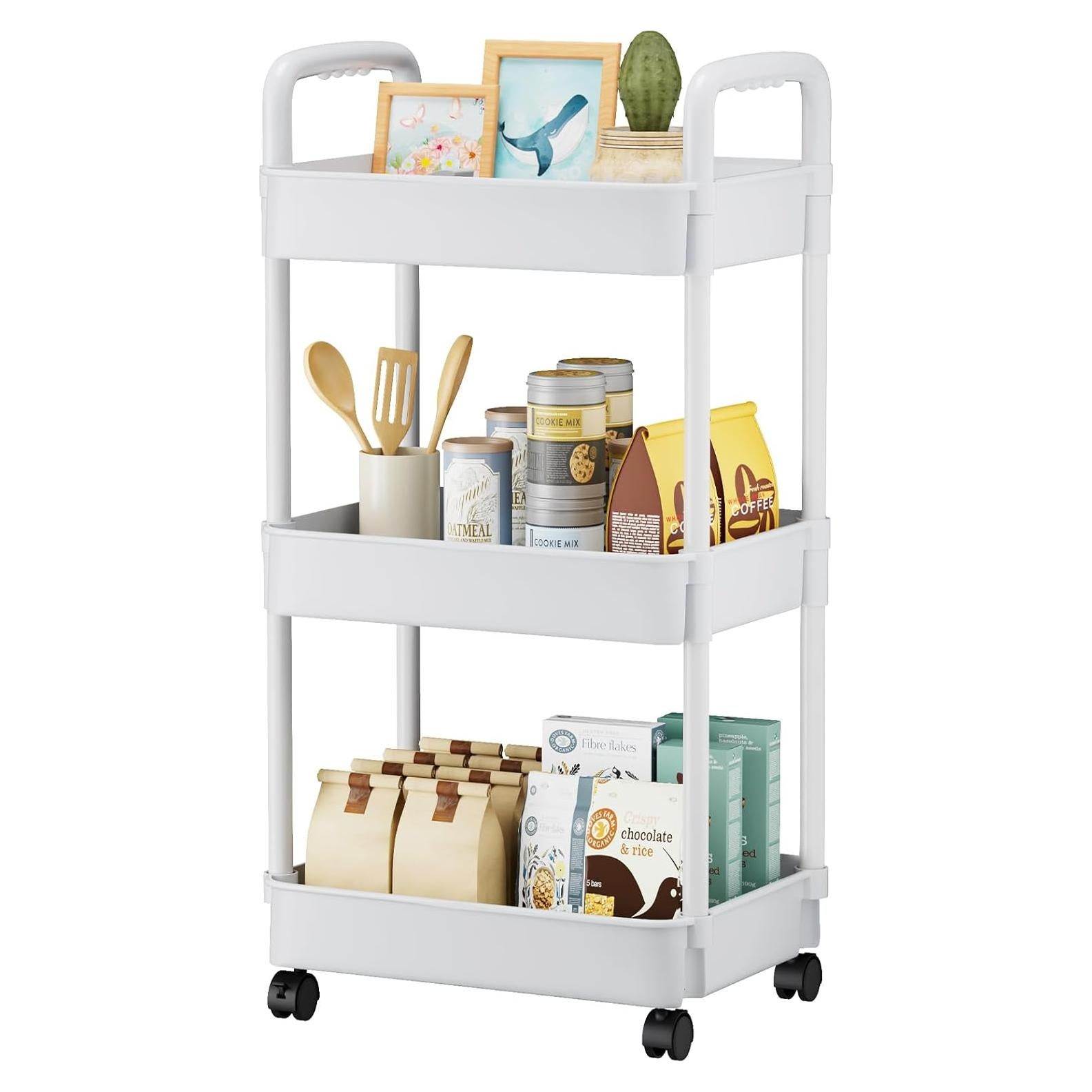 Carro Rodante de 3 Niveles EZ COZY Blanco, Organizador Multifuncional