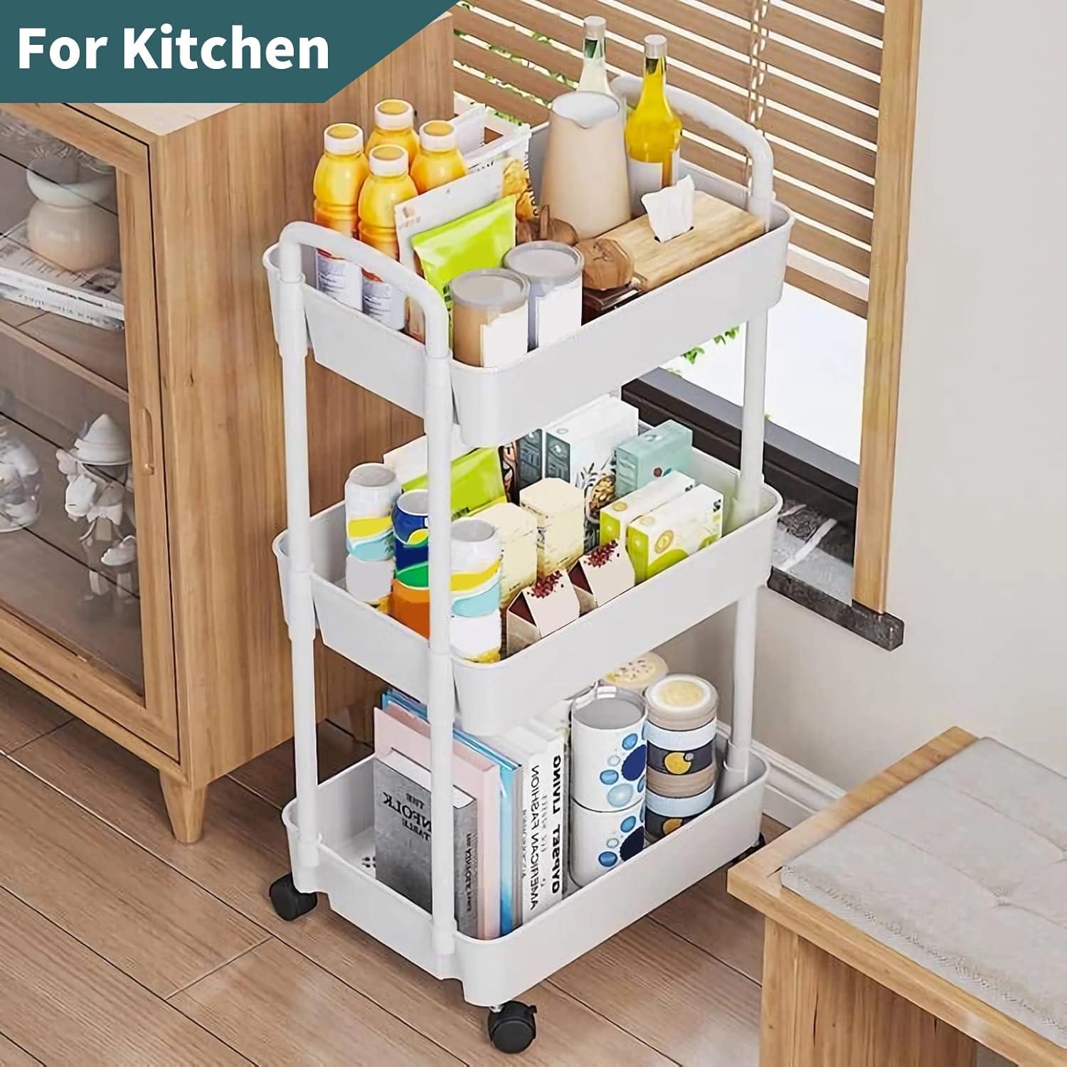 Carro Rodante de 3 Niveles EZ COZY Blanco, Organizador Multifuncional